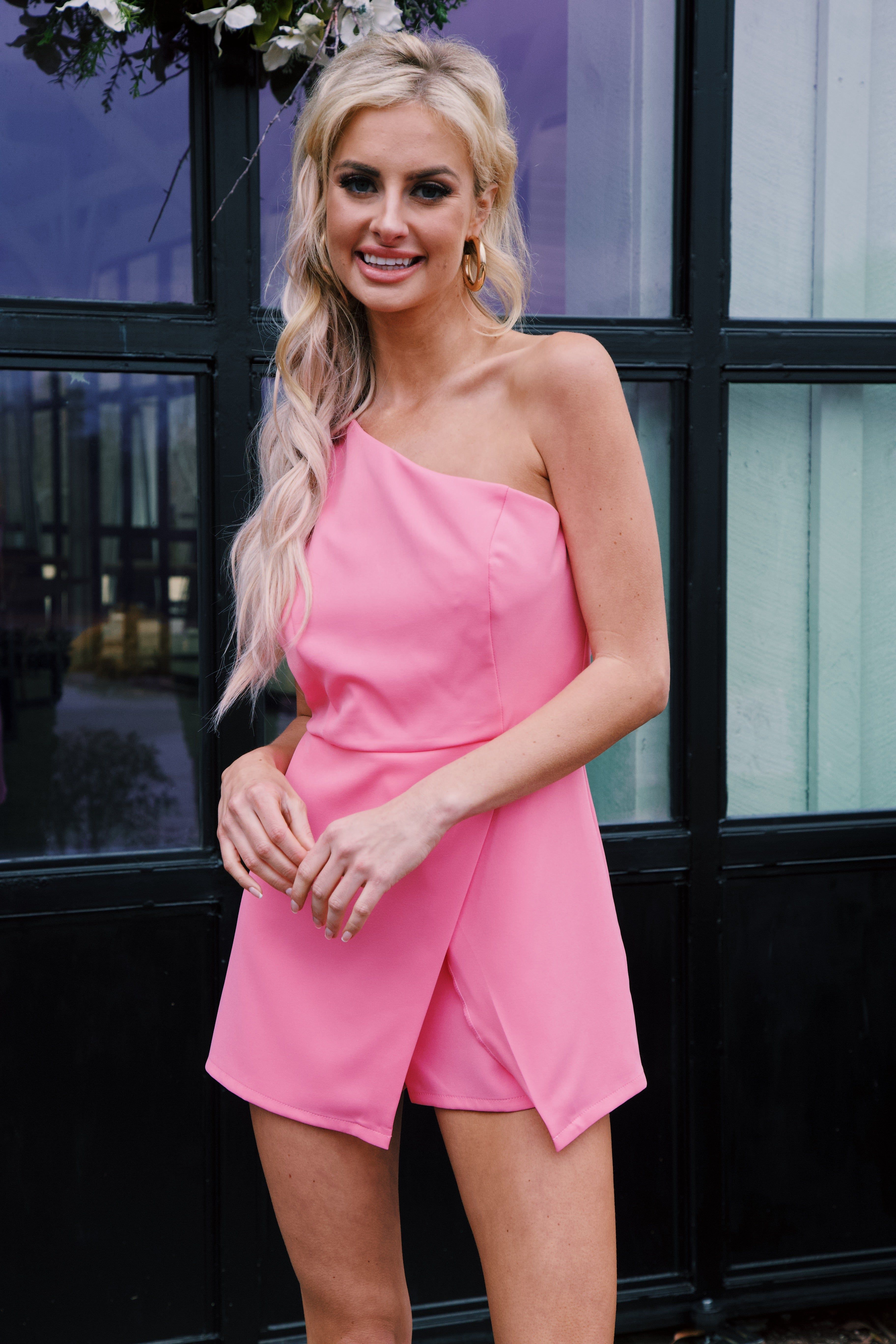 Nadine One Shoulder Romper, Sweet Pink sold by North & Main Clothing Company product image thumbnail 5
