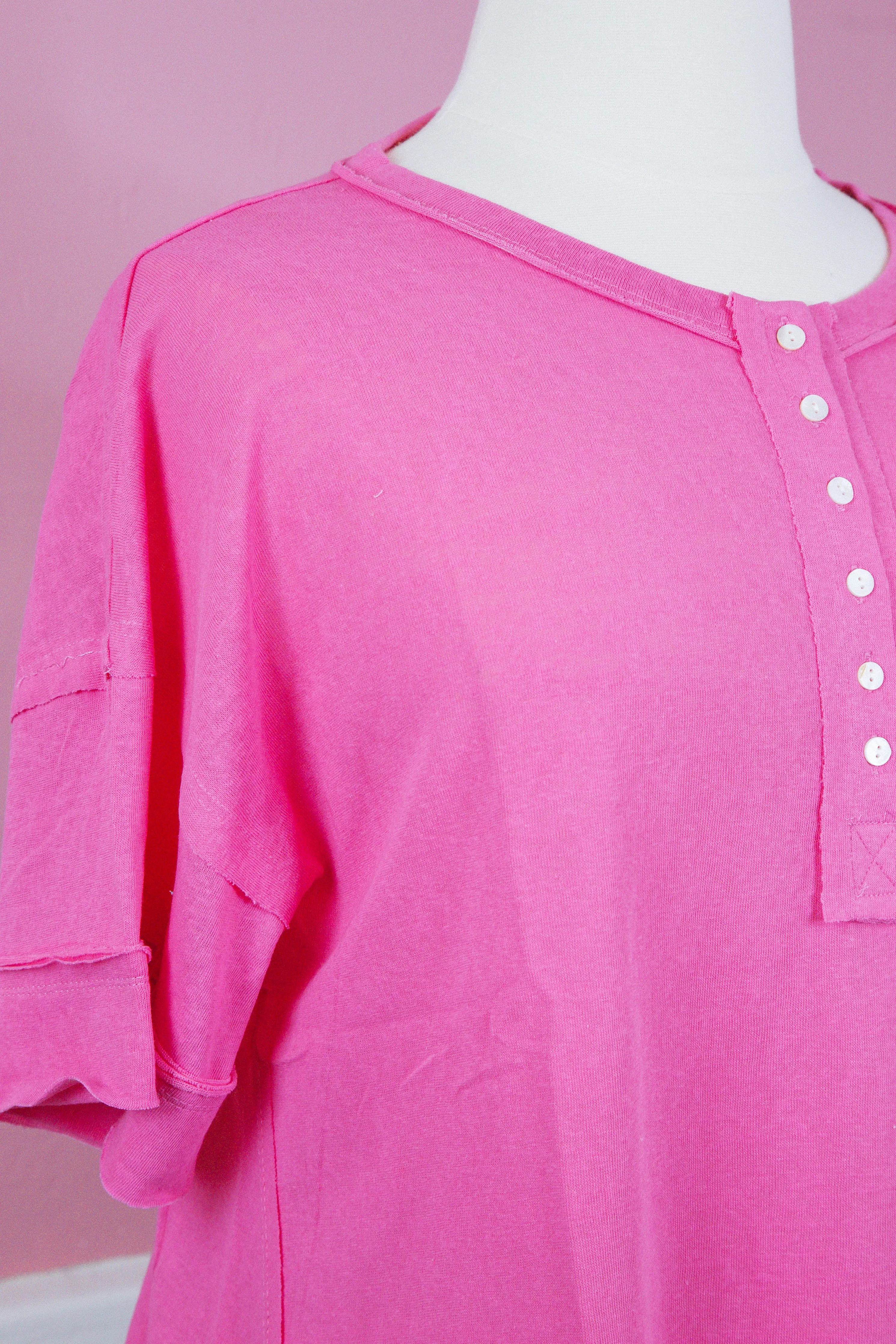 Caroline Button Neck Top, Pink | Plus Size sold by North & Main Clothing Company product image thumbnail 2