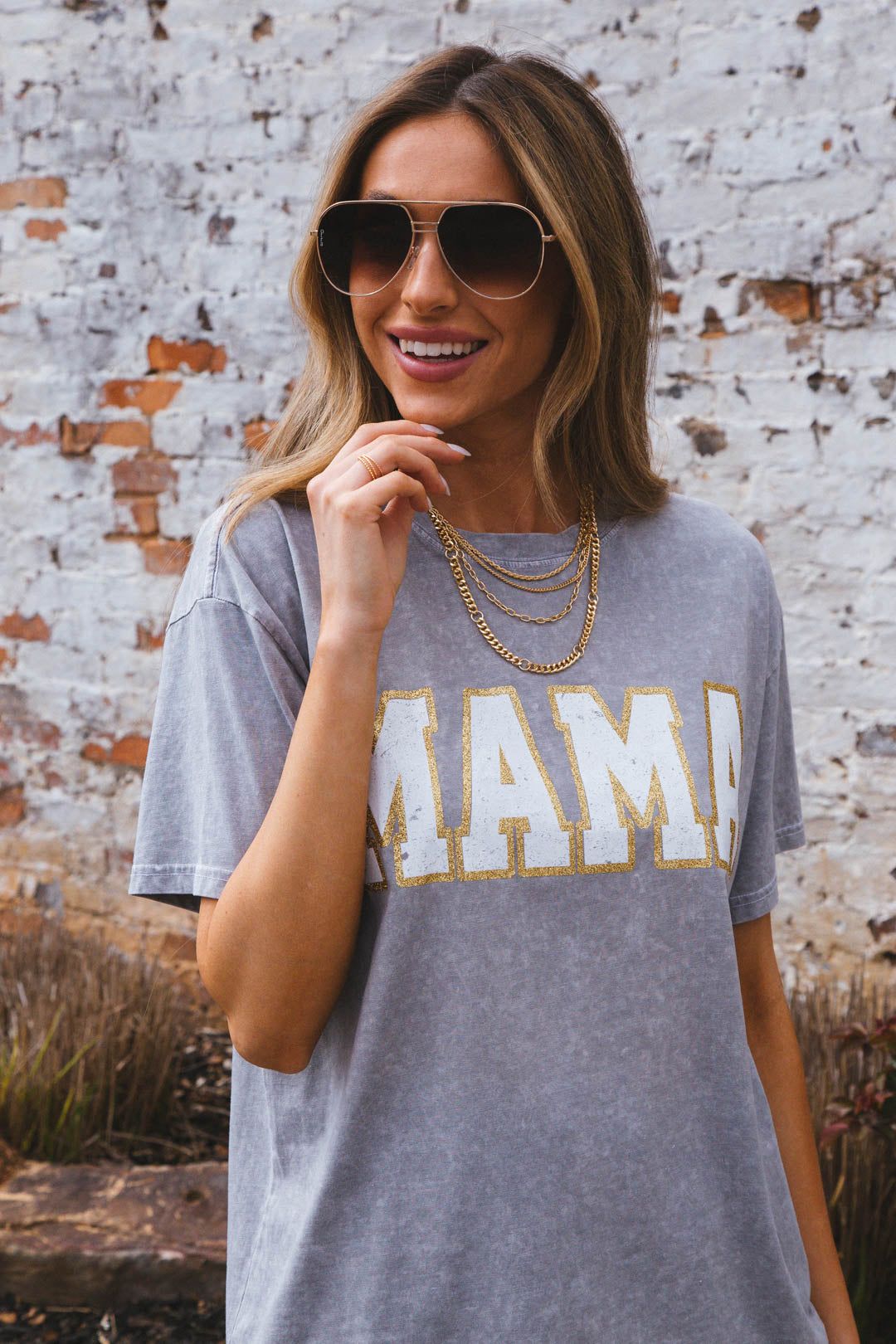 Mama Mineral Washed Graphic Tee, Stone Grey sold by North & Main Clothing Company product image thumbnail 2