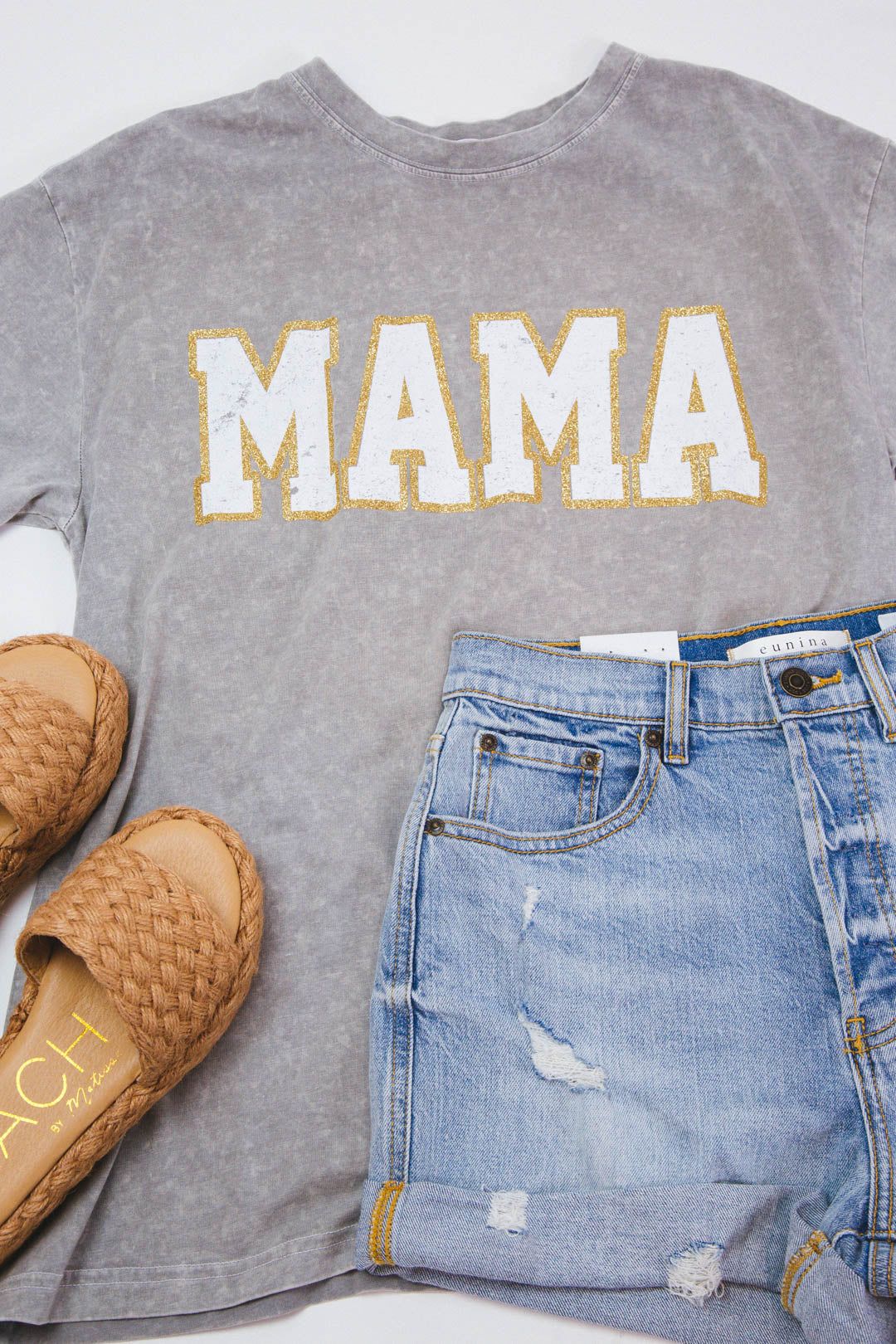 Mama Mineral Washed Graphic Tee, Stone Grey sold by North & Main Clothing Company product image thumbnail 5