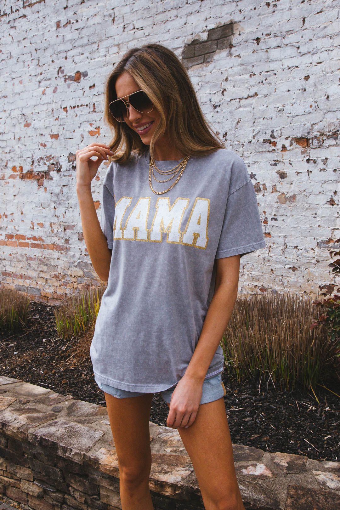 Mama Mineral Washed Graphic Tee, Stone Grey sold by North & Main Clothing Company product image thumbnail 4