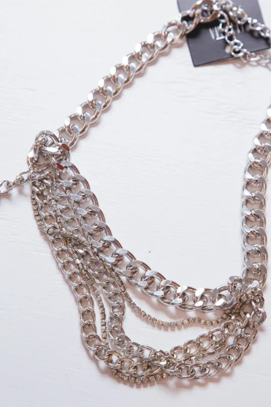 Paloma Rhinestone Chain Belt, Silver sold by North & Main Clothing Company