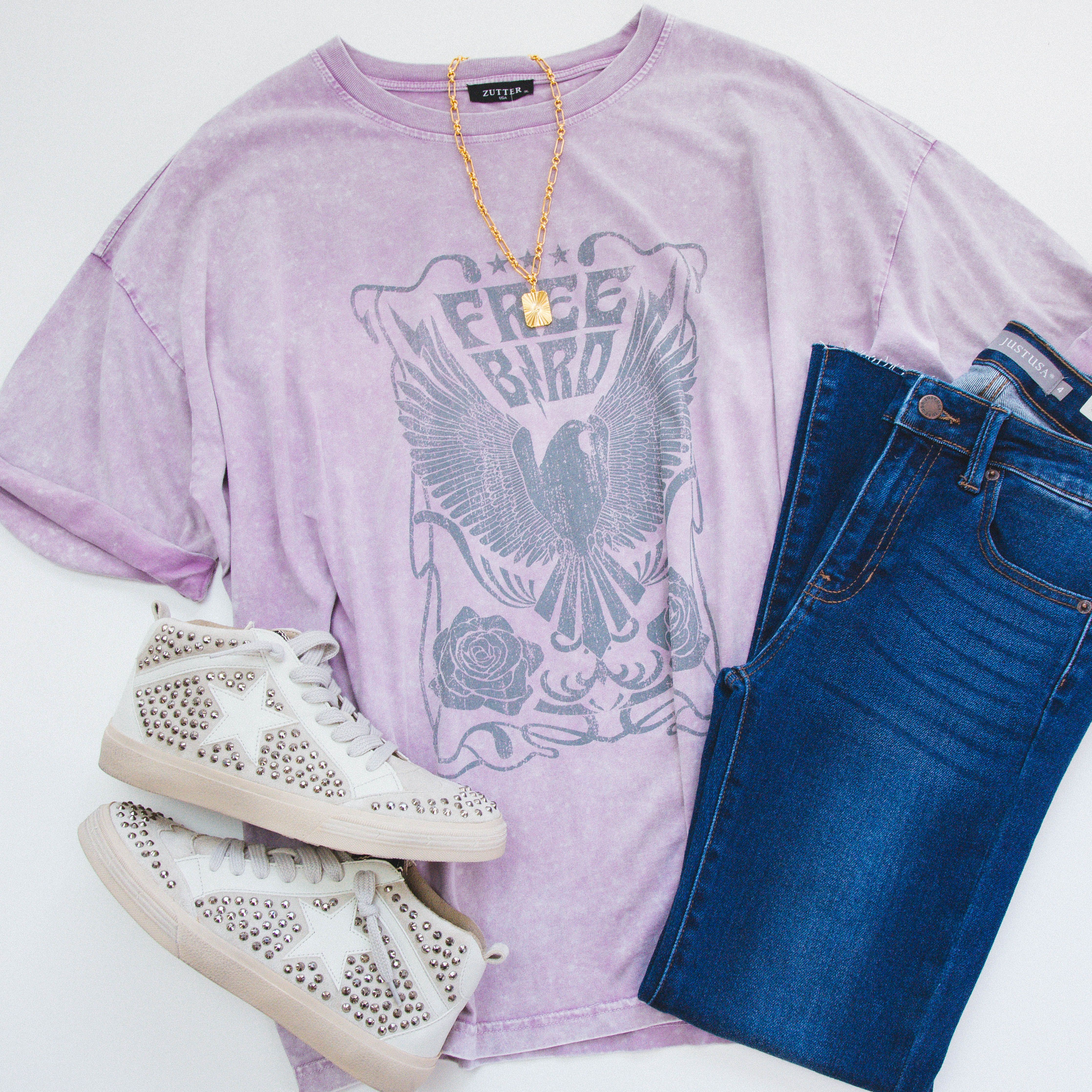 Free Bird Graphic Tee, Lavender | Plus Size sold by North & Main Clothing Company product image thumbnail 3