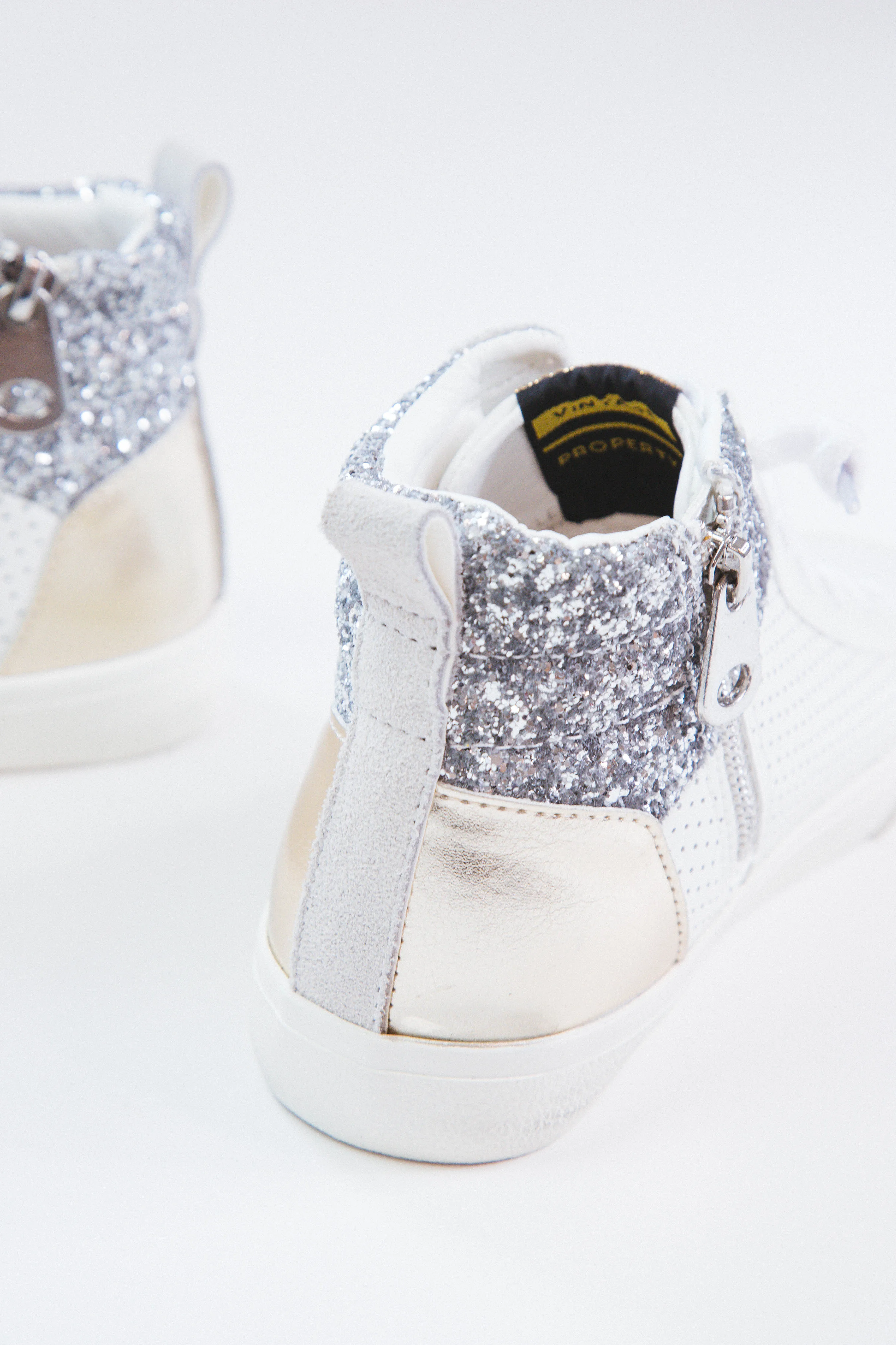 Lester Glitter High Top Sneaker, White/Silver/Gold | Vintage Havana sold by North & Main Clothing Company product image thumbnail 4