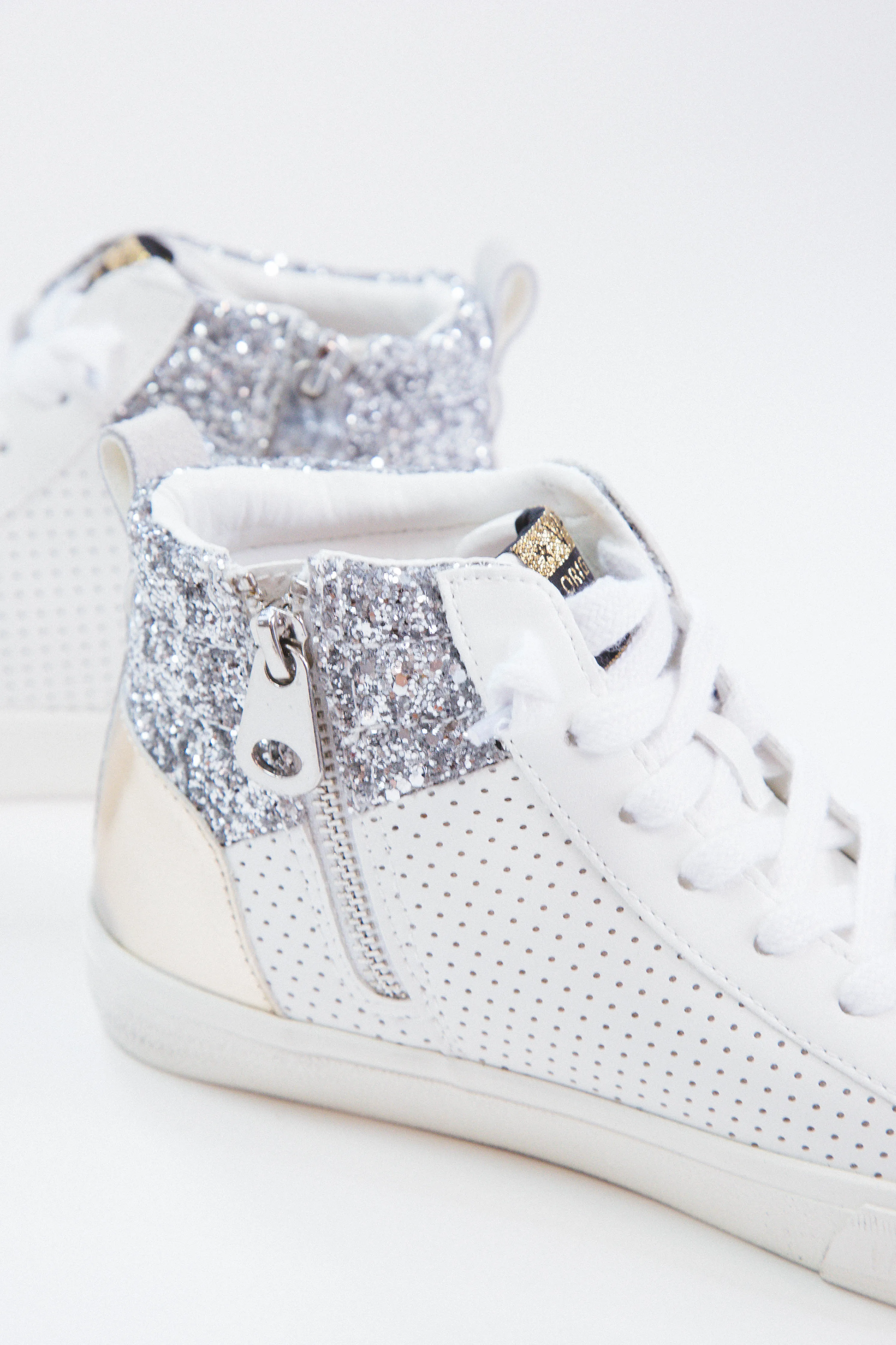 Lester Glitter High Top Sneaker, White/Silver/Gold | Vintage Havana sold by North & Main Clothing Company product image thumbnail 3