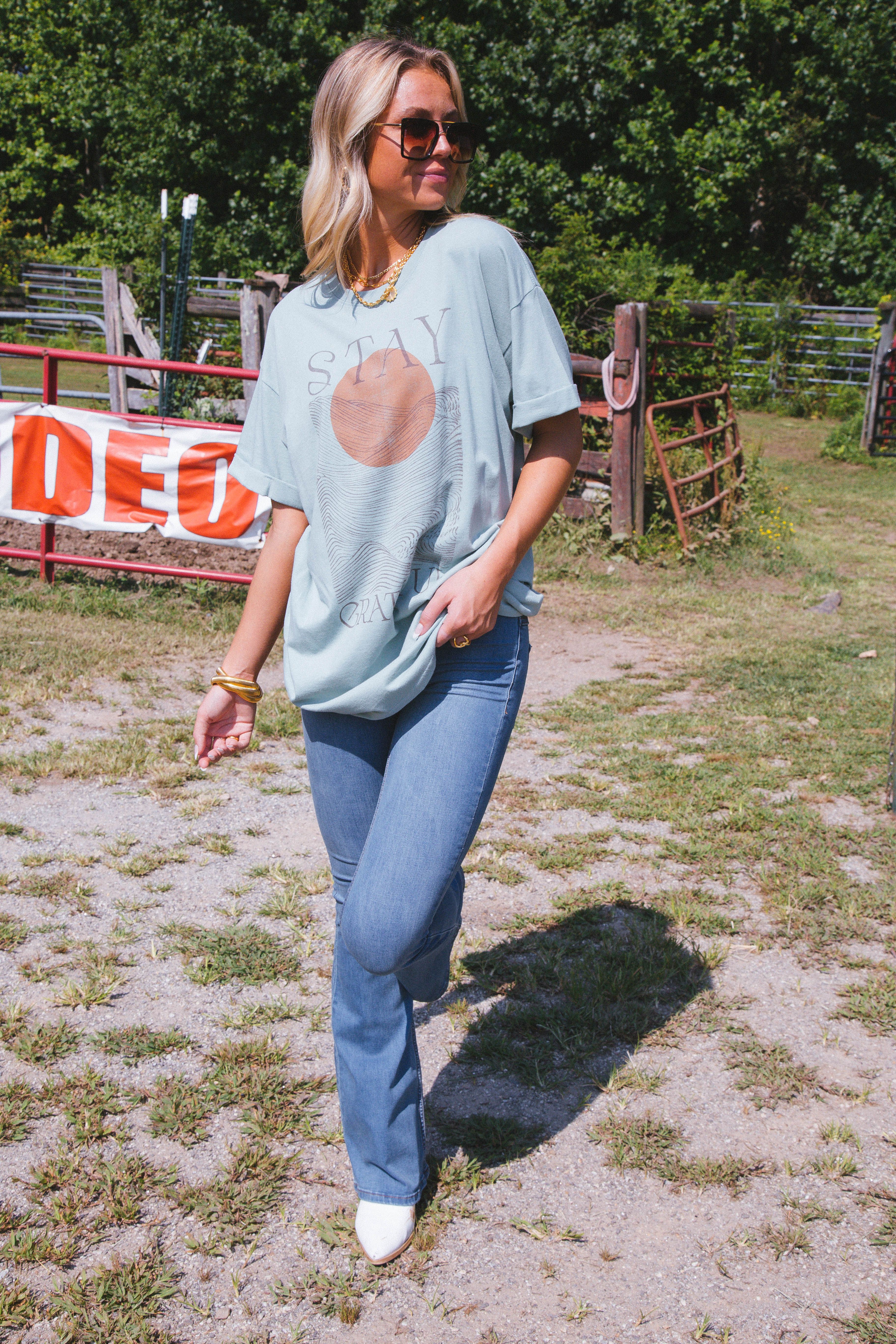 Stay Grateful Sun Oversized Tee, Jade | Girl Dangerous sold by North & Main Clothing Company product image thumbnail 8