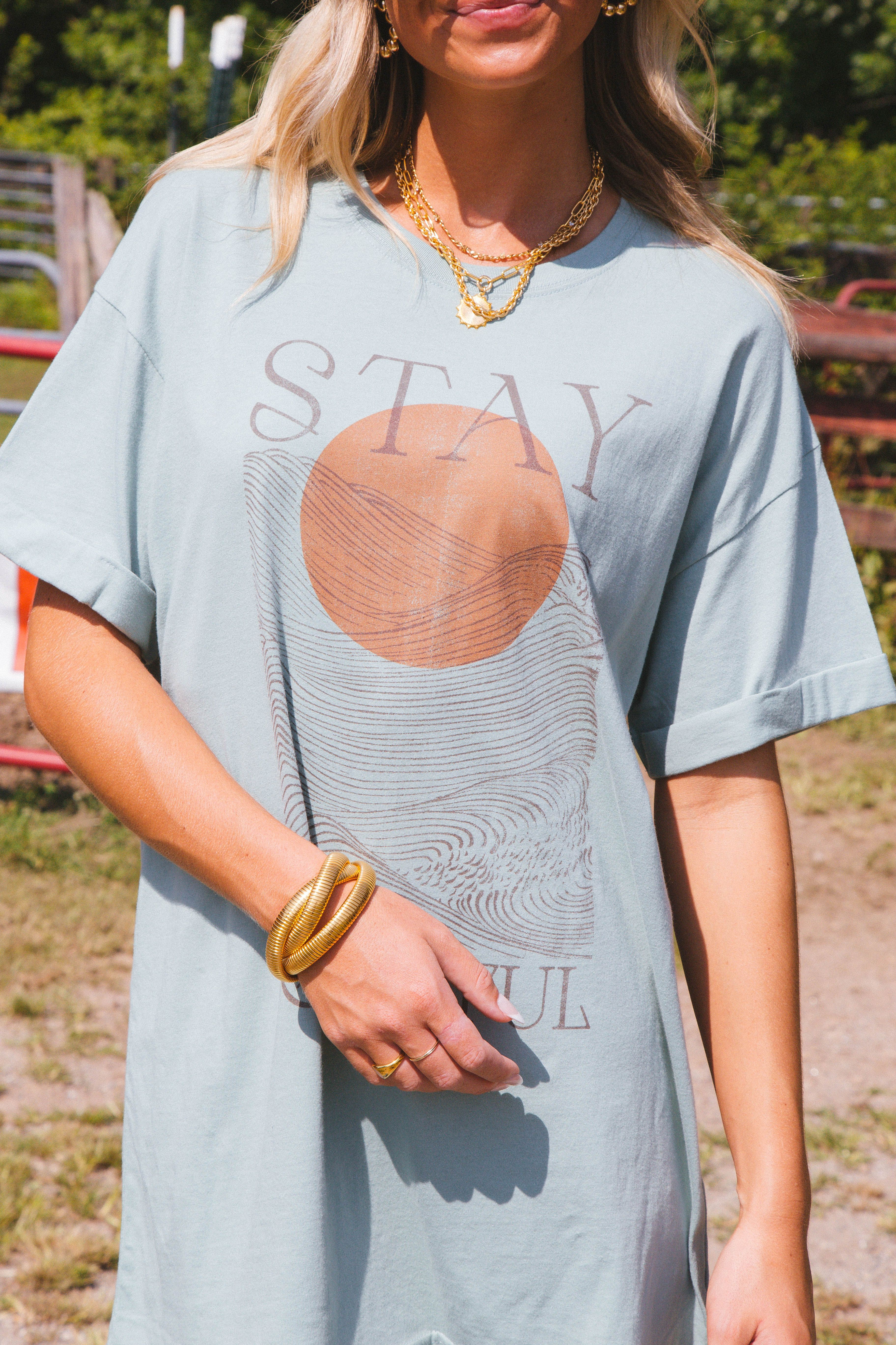Stay Grateful Sun Oversized Tee, Jade | Girl Dangerous sold by North & Main Clothing Company product image thumbnail 4