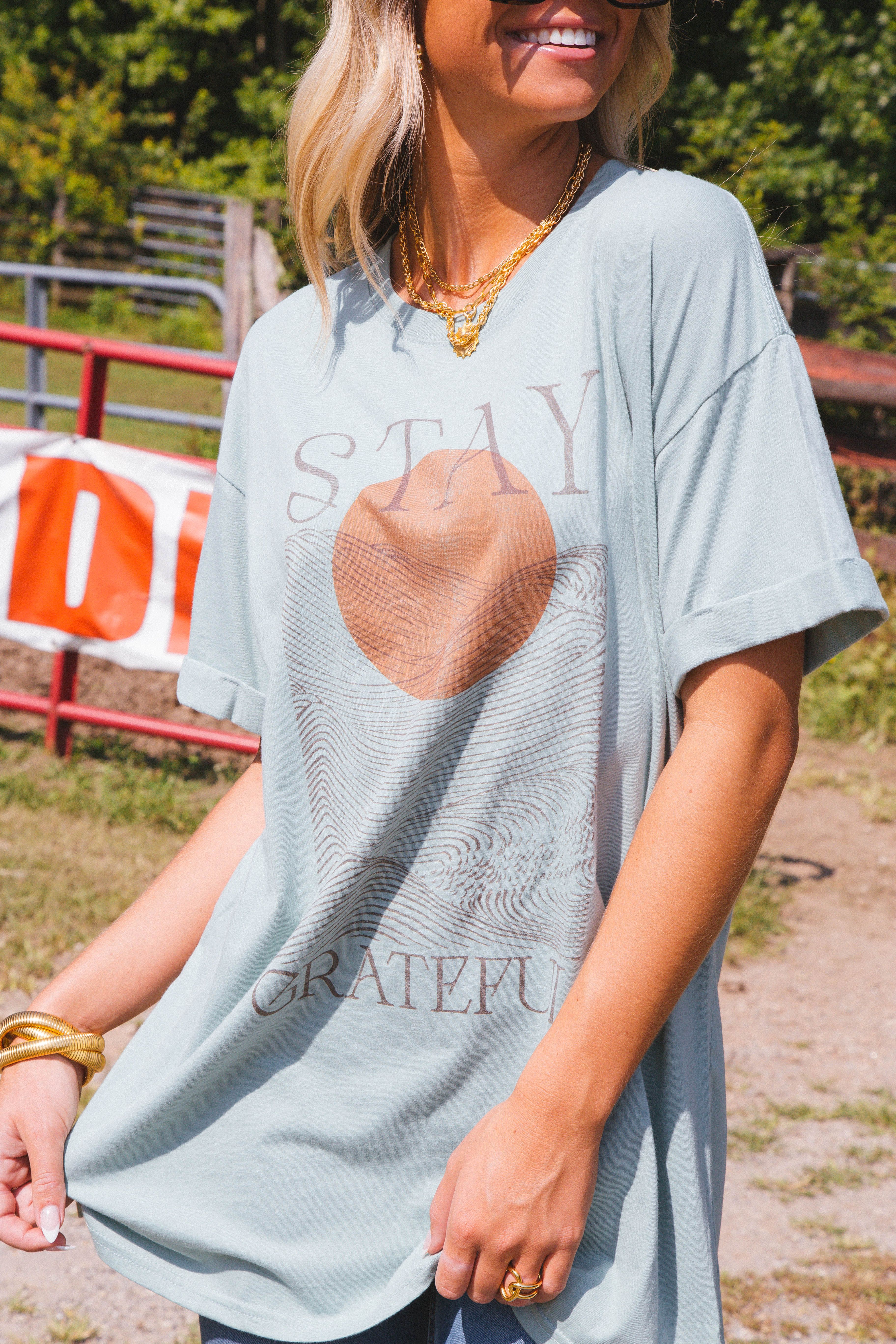 Stay Grateful Sun Oversized Tee, Jade | Girl Dangerous sold by North & Main Clothing Company product image thumbnail 5