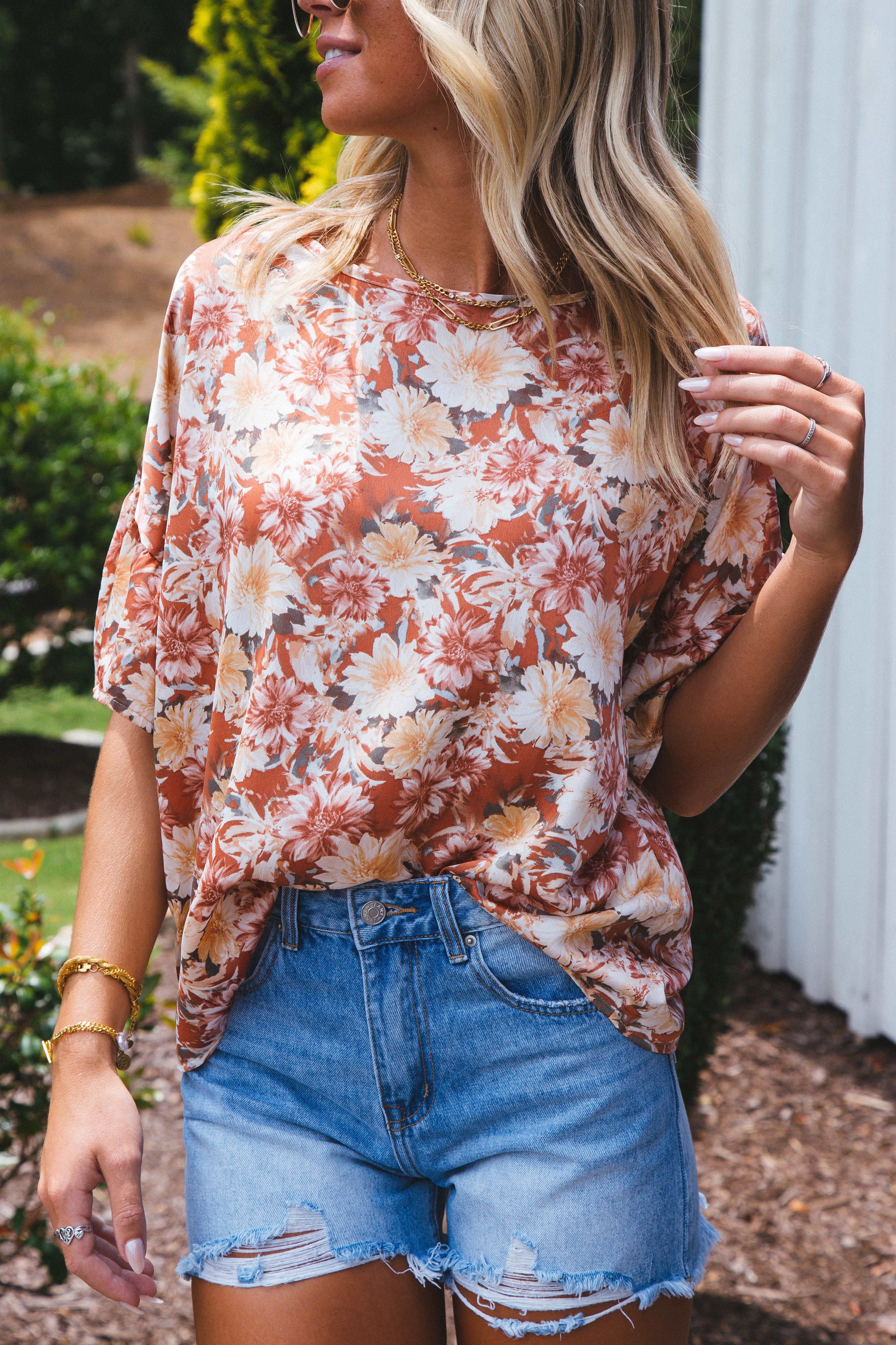 Fiona Floral Blouse, Rust | Extended Sizes Available sold by North & Main Clothing Company product image thumbnail 3