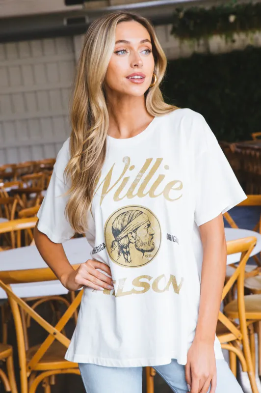 Willie Nelson American Original Merch Tee, Vintage White | Daydreamer sold by North & Main Clothing Company