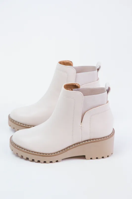 Rielle Lug Wedge Bootie, Ivory | DV by Dolce Vita sold by North & Main Clothing Company