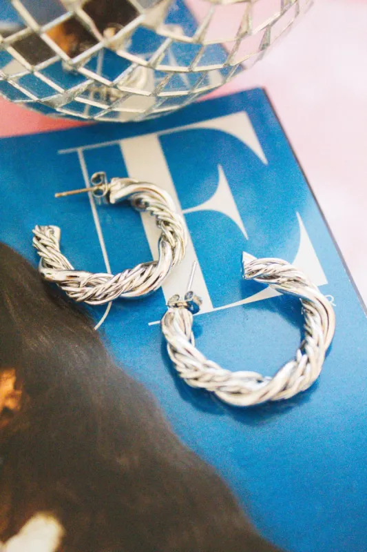 Twist Hoop Earring, Silver sold by North & Main Clothing Company