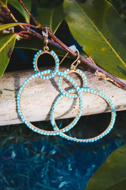 Lucia Drop Hoop Earrings, Turquoise sold by North & Main Clothing Company
