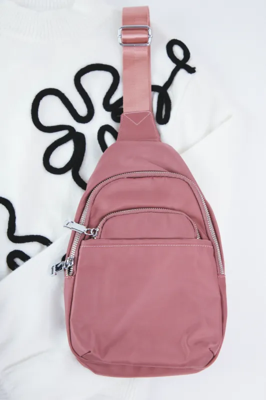 Nylon Sling Bag, Pink | Fame Accessories sold by North & Main Clothing Company