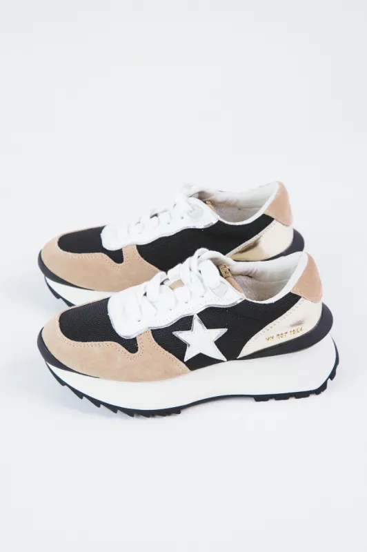 Major 22 Mesh Running Sneaker, Black/Gold/Taupe | Vintage Havanaj made by North & Main Clothing Company