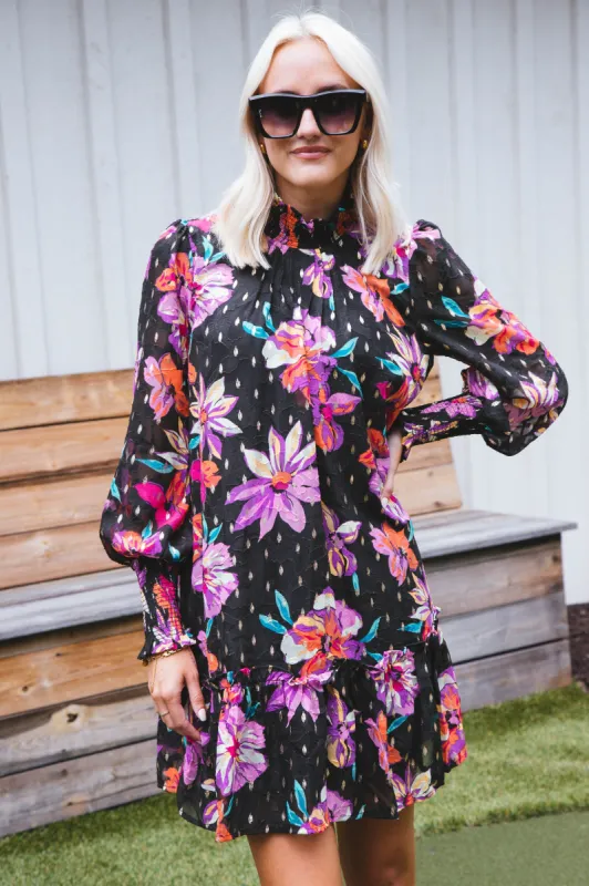 Helia Floral Dress, Black Multi sold by North & Main Clothing Company