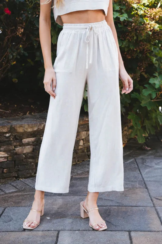 Laverne Wide Leg Linen Pants, Oat sold by North & Main Clothing Company