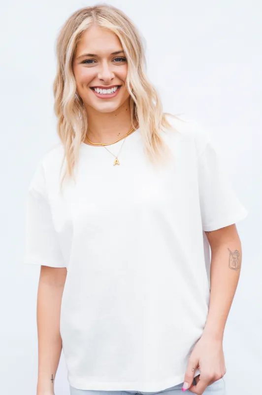 Elyse Short Sleeve Crew Neck Tee, Off White sold by North & Main Clothing Company