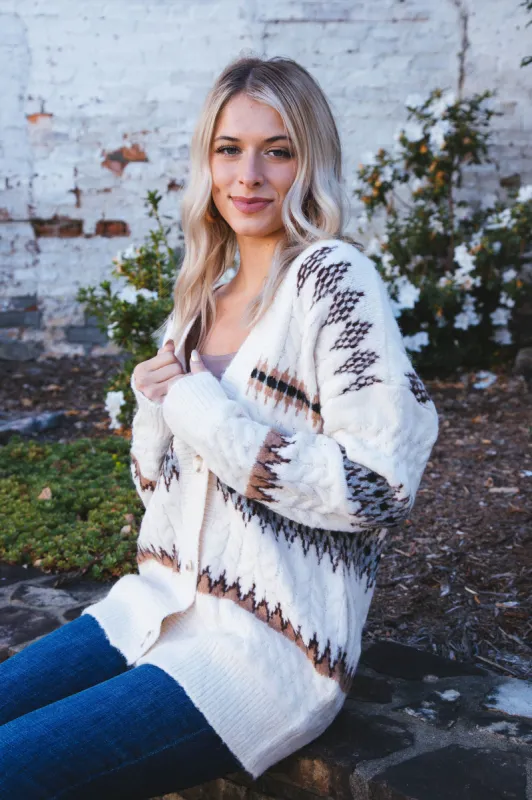 Anne Long Sleeve V-Neck Cardigan, Natural | RD Style sold by North & Main Clothing Company