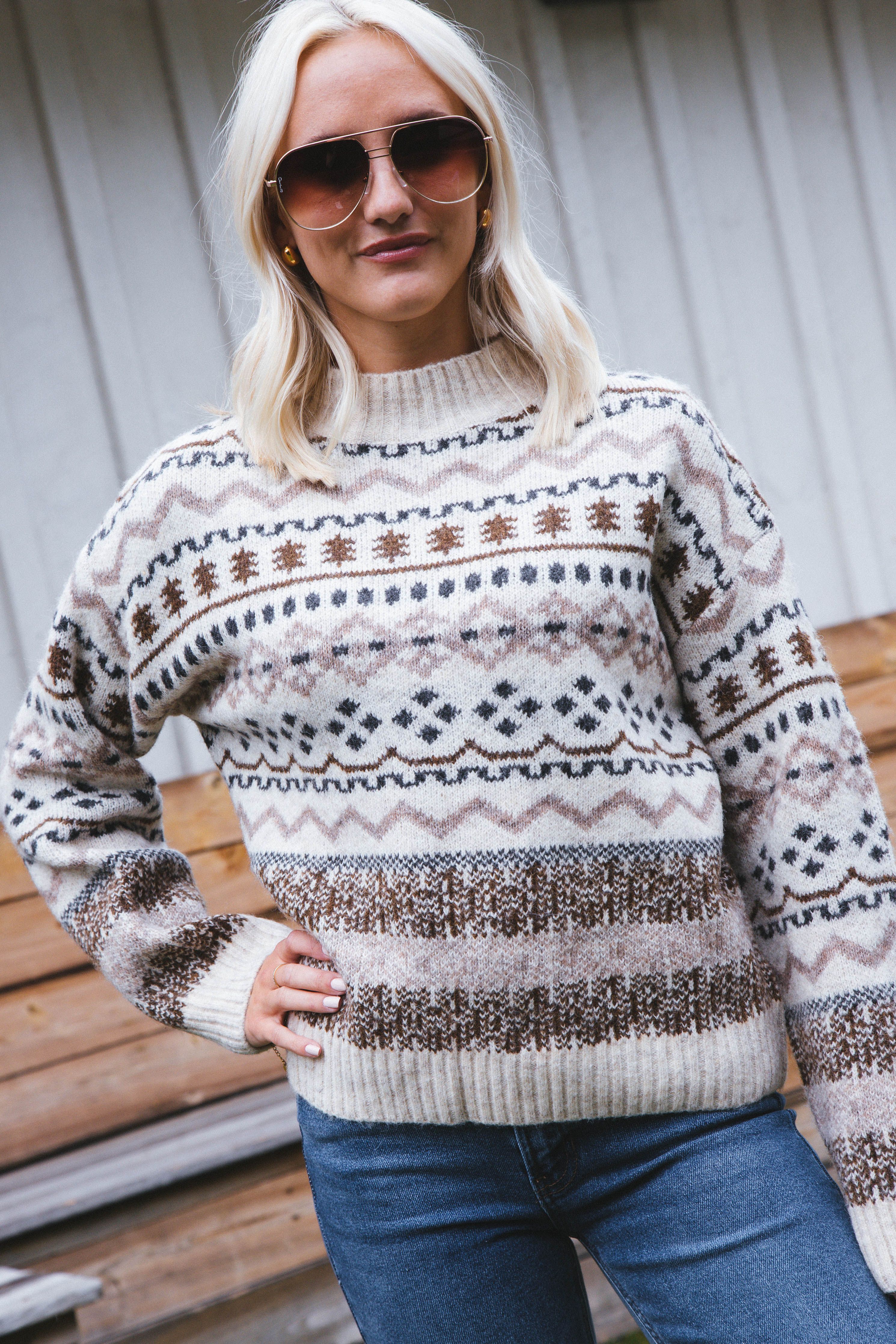 Fayth Fairisle Sweater, Beige sold by North & Main Clothing Company product image thumbnail 4