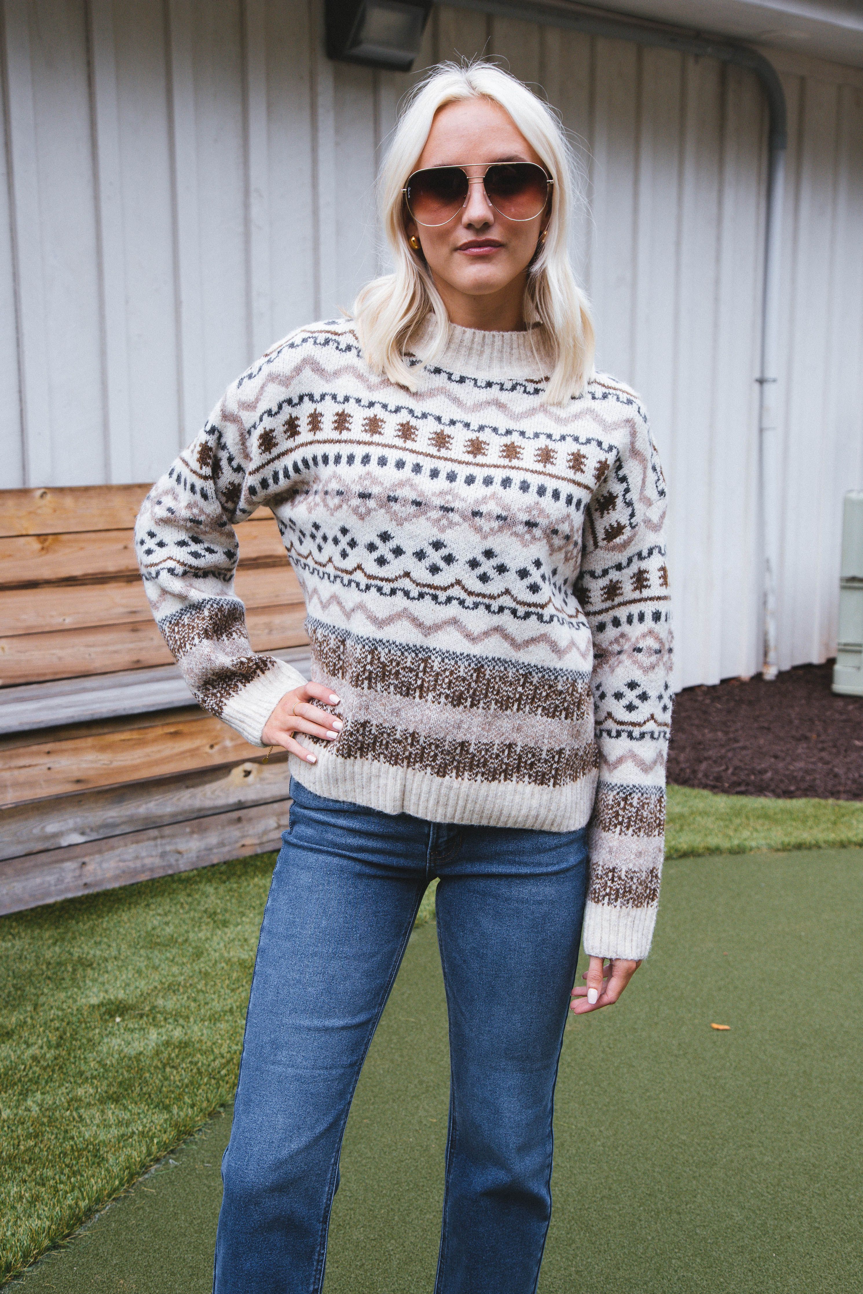 Fayth Fairisle Sweater, Beige sold by North & Main Clothing Company product image thumbnail 6