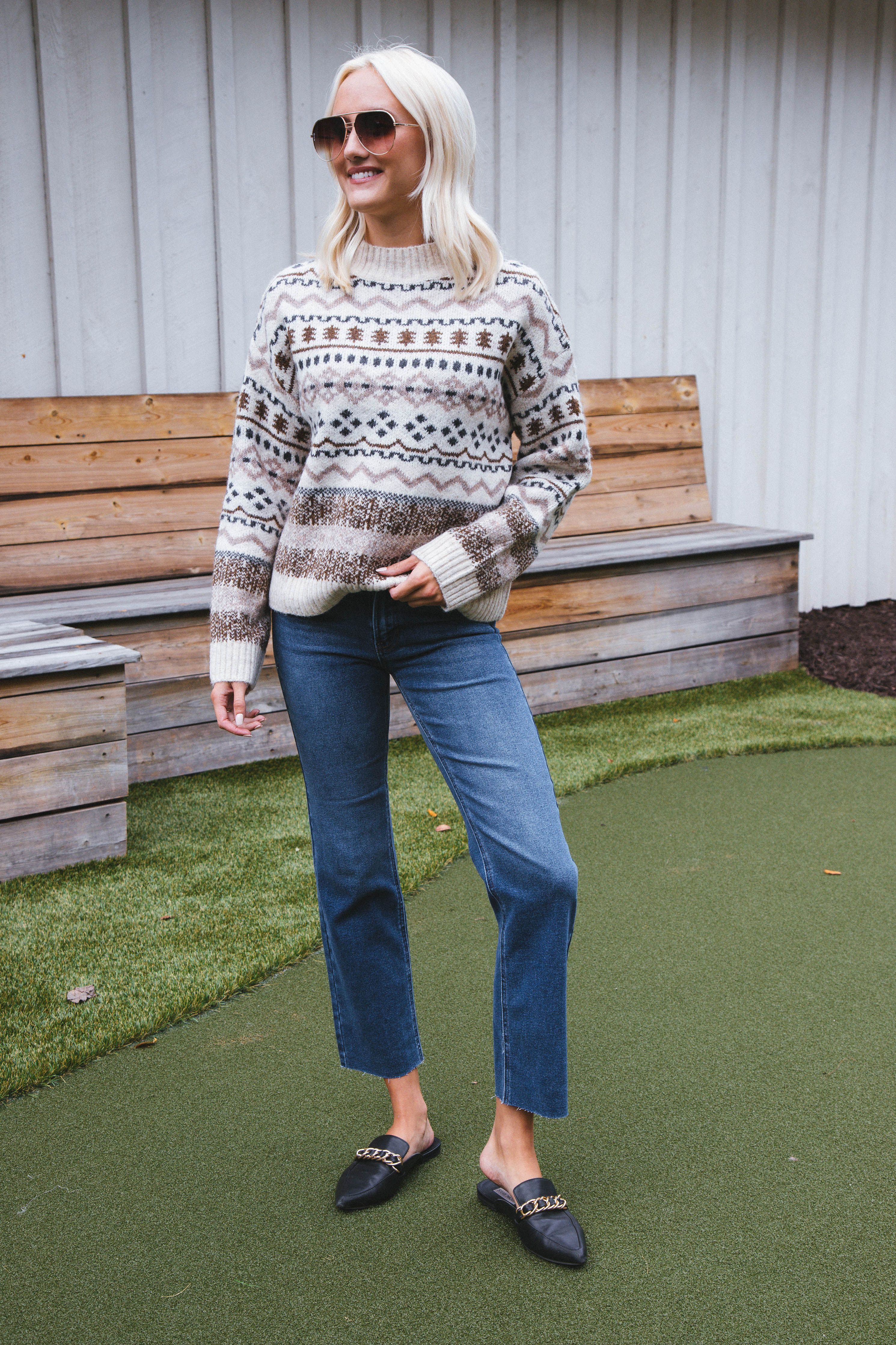 Fayth Fairisle Sweater, Beige sold by North & Main Clothing Company product image thumbnail 2