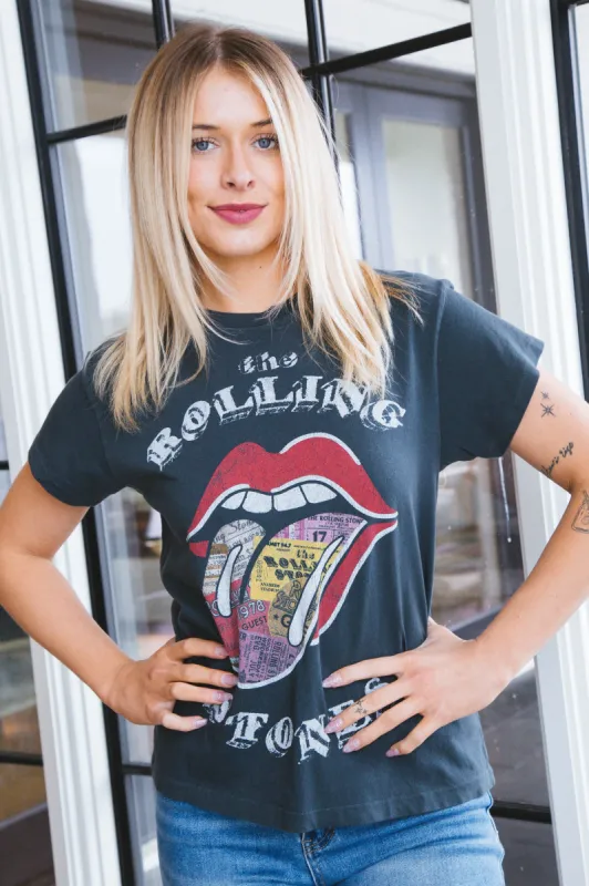 Rolling Stones Tongue Tour Tee, Vintage Black | Daydreamer sold by North & Main Clothing Company