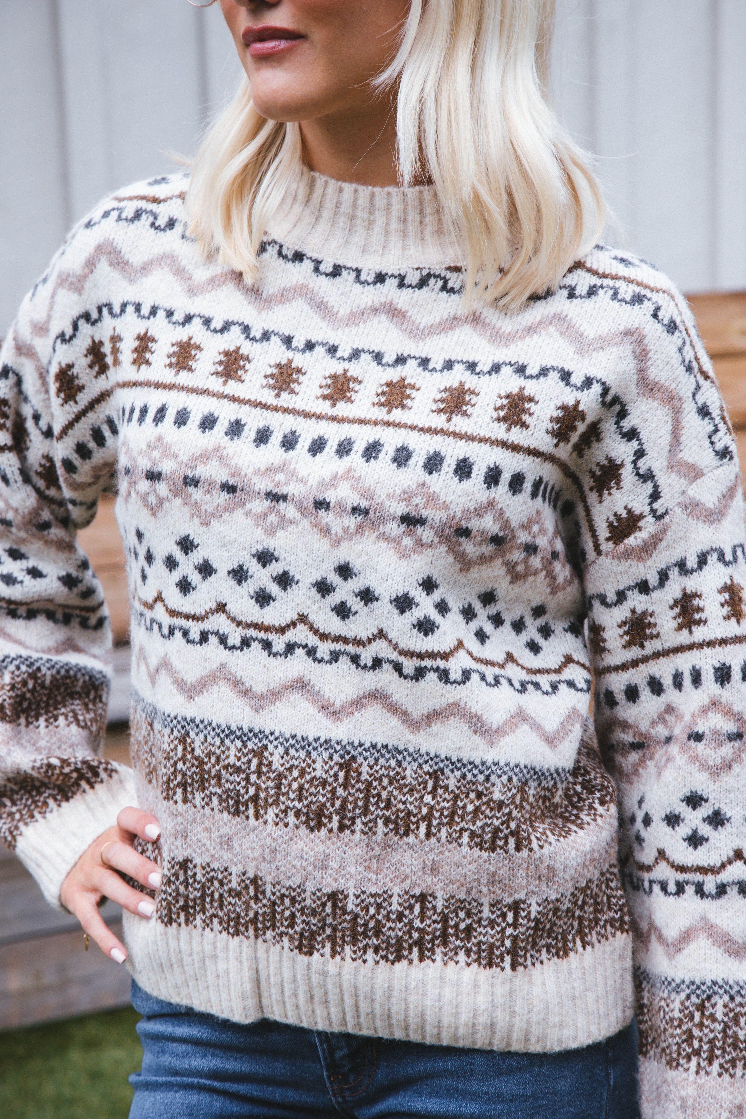 Fayth Fairisle Sweater, Beige sold by North & Main Clothing Company product image thumbnail 3