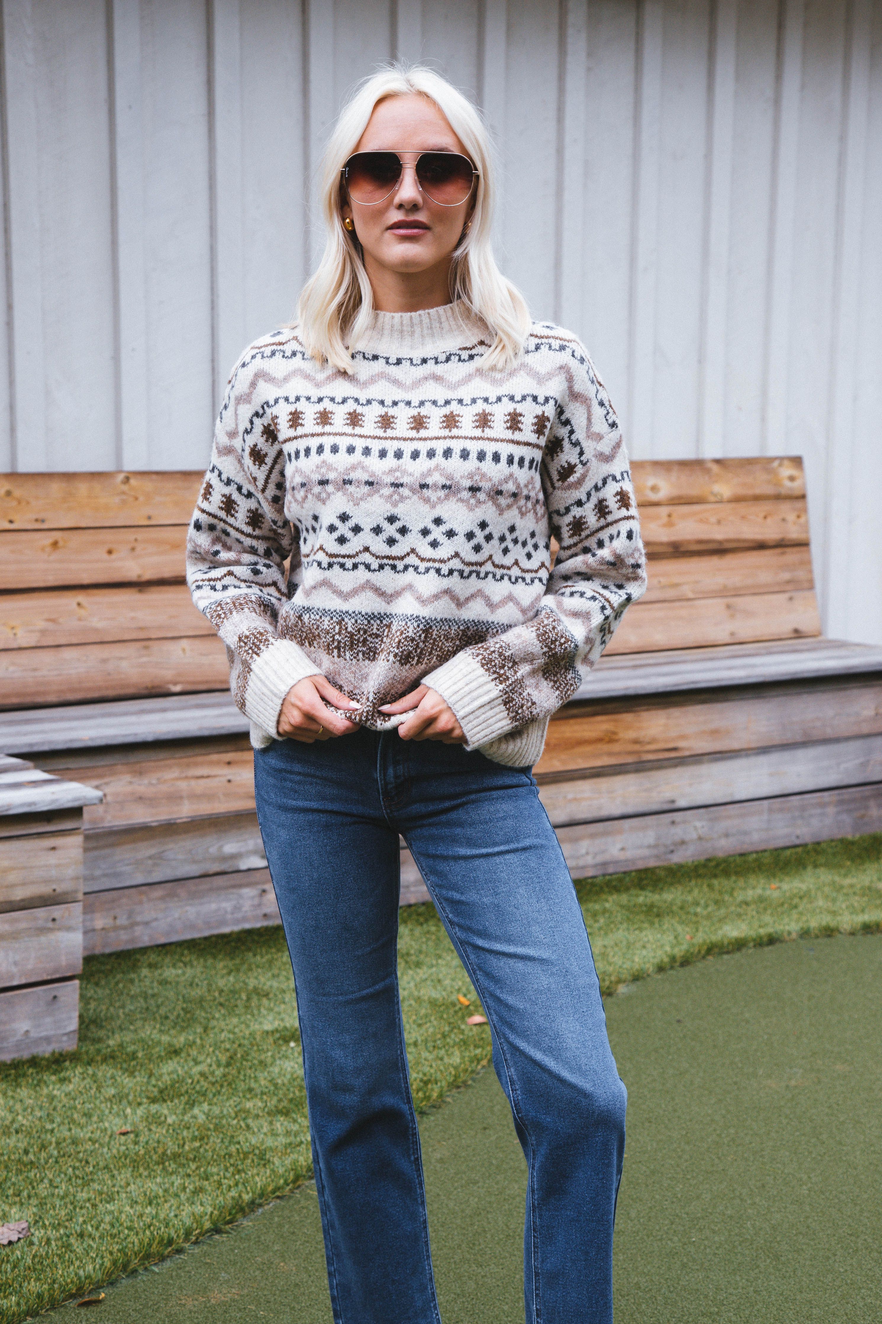 Fayth Fairisle Sweater, Beige sold by North & Main Clothing Company product image thumbnail 5