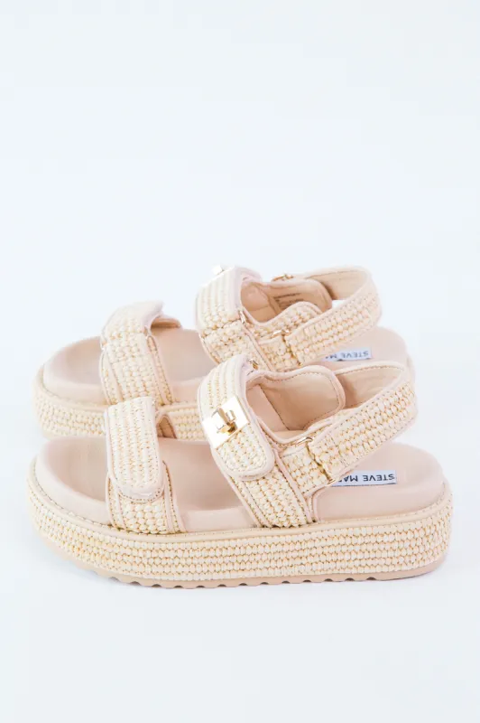 Big Mona Platform Sandal, Natural Raffia | Steve Madden sold by North & Main Clothing Company