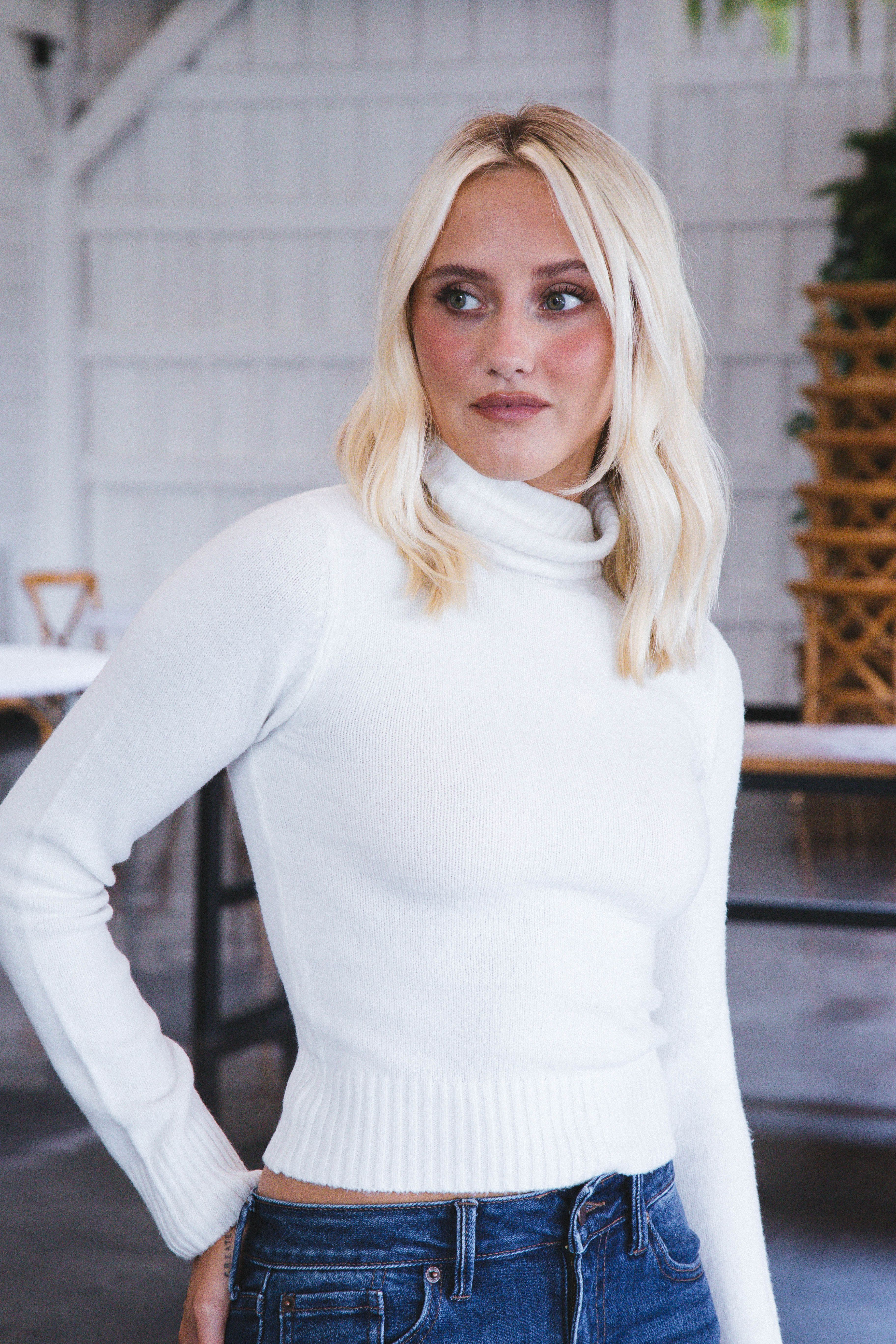 Lessie Turtleneck Sweater, White sold by North & Main Clothing Company product image thumbnail 5