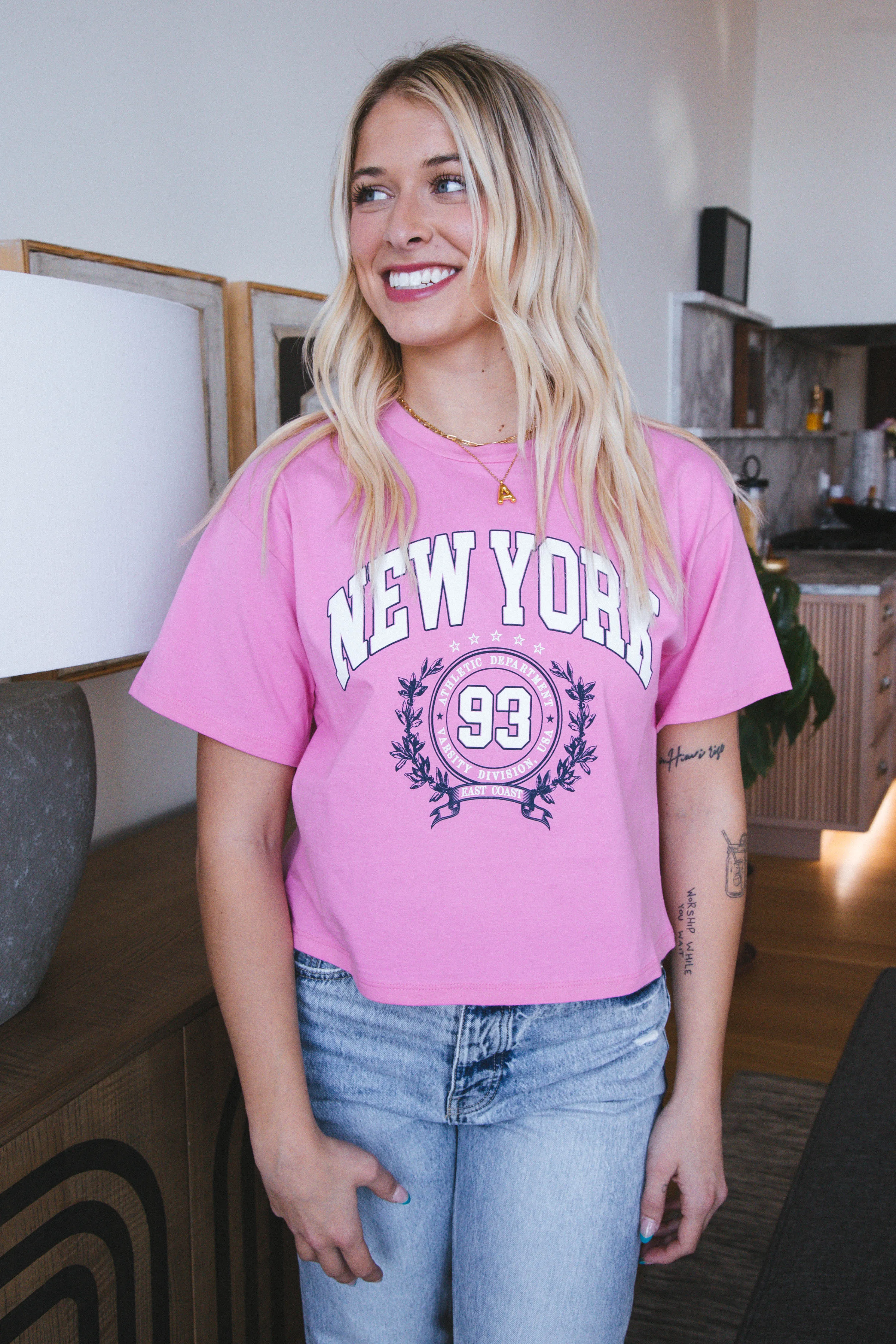 New York Athletic Department Graphic Tee, Pink sold by North & Main Clothing Company product image thumbnail 5