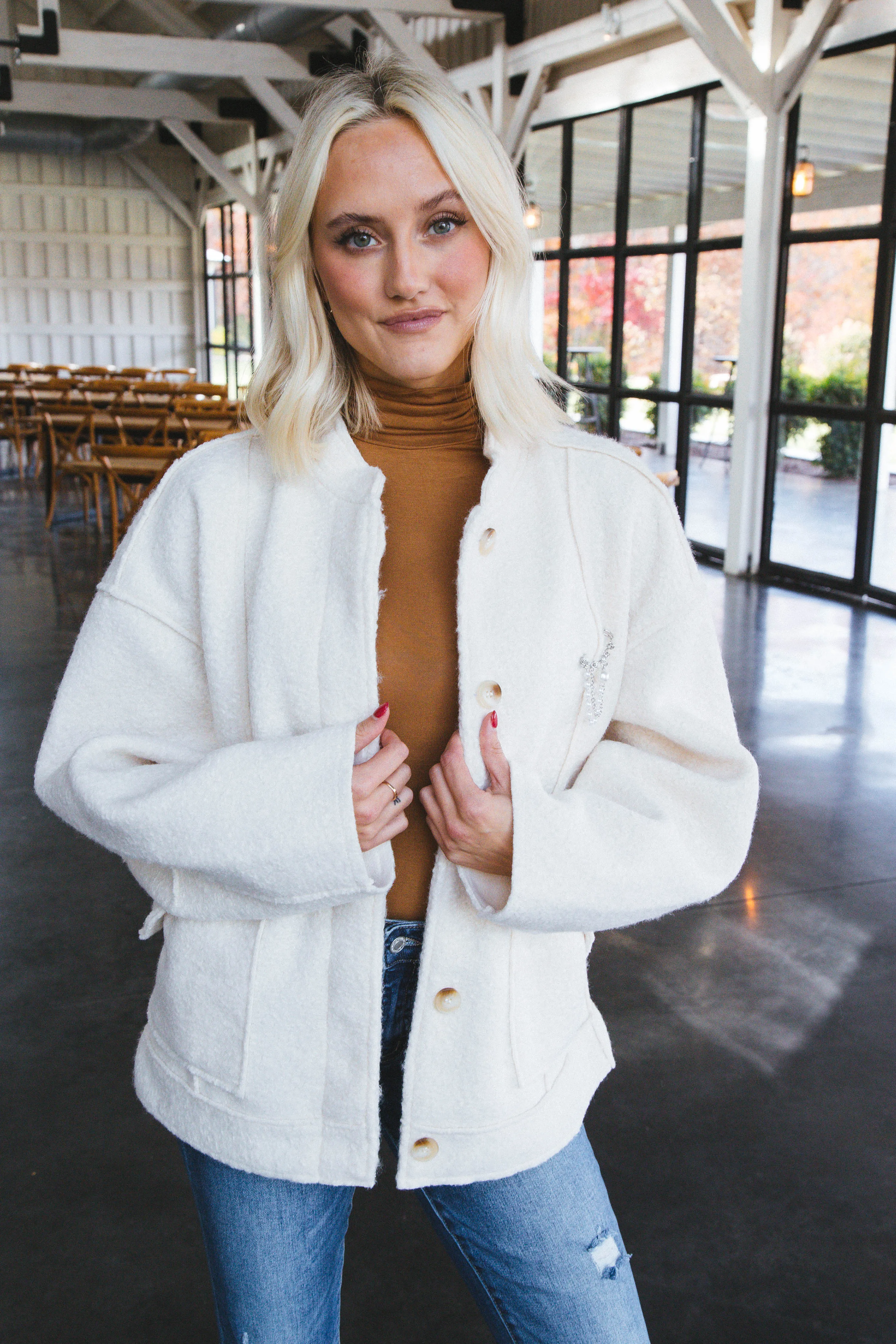 Willow Bomber Jacket with Pin, Ivory | Free People sold by North & Main Clothing Company product image thumbnail 2