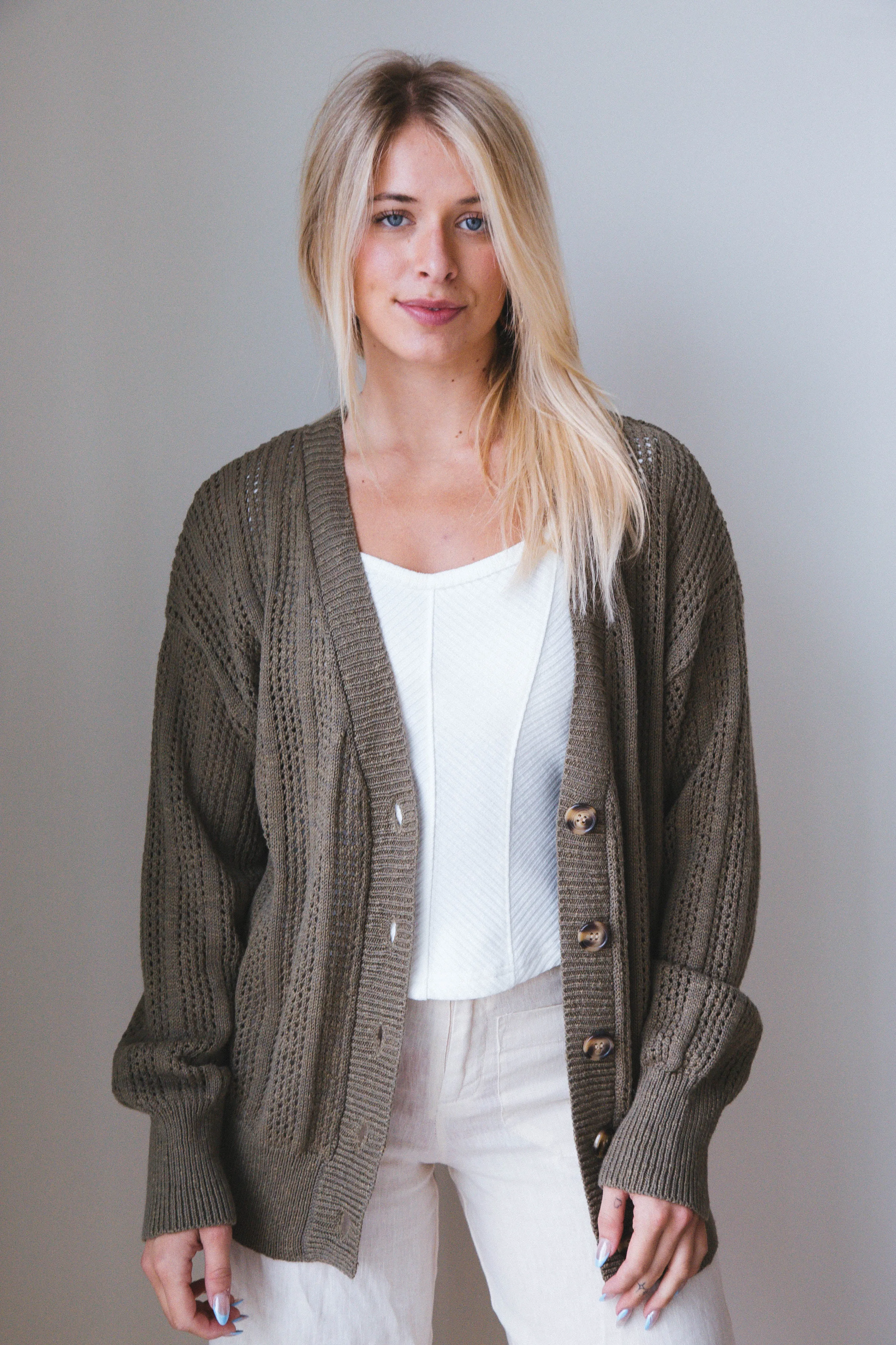 Happy Days Cardigan, Burnt Olive | Sanctuary sold by North & Main Clothing Company