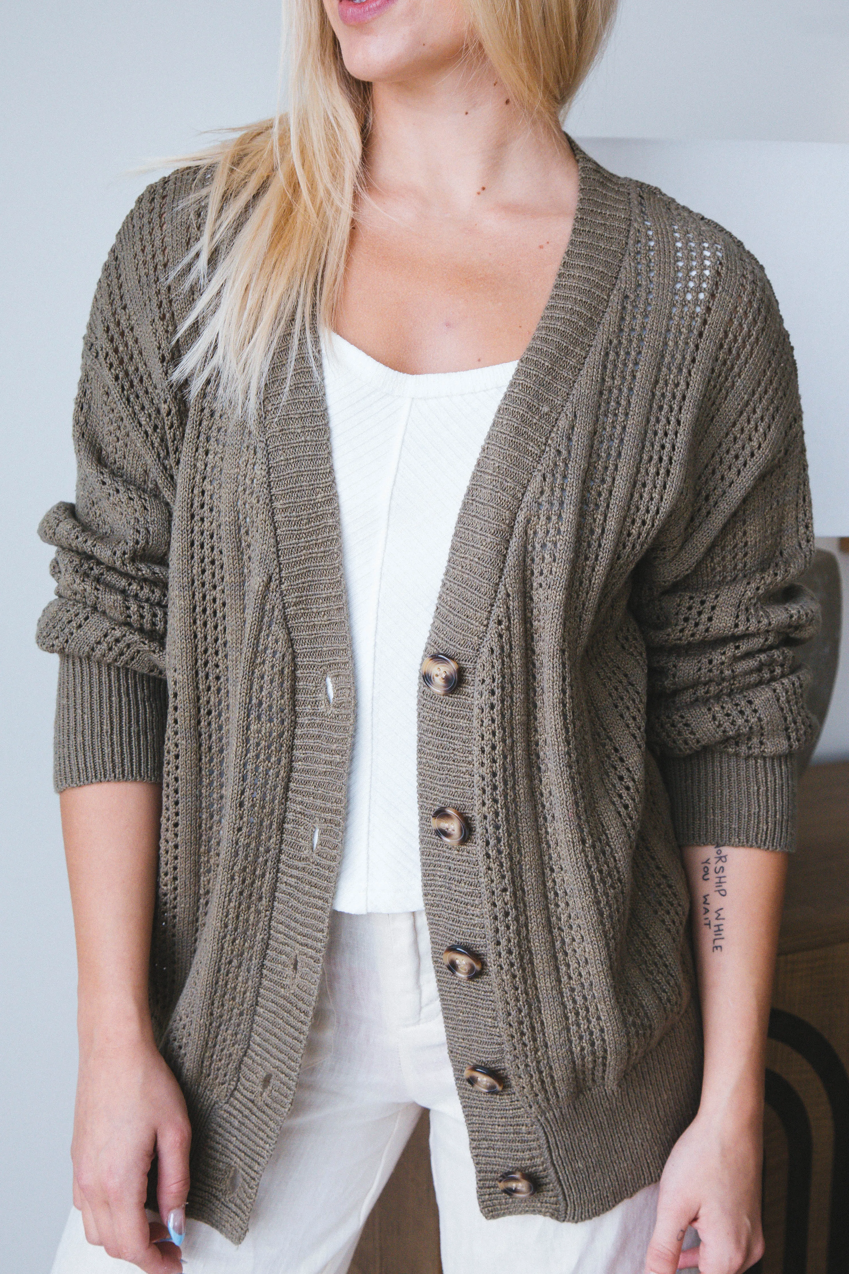 Happy Days Cardigan, Burnt Olive | Sanctuary sold by North & Main Clothing Company product image thumbnail 2
