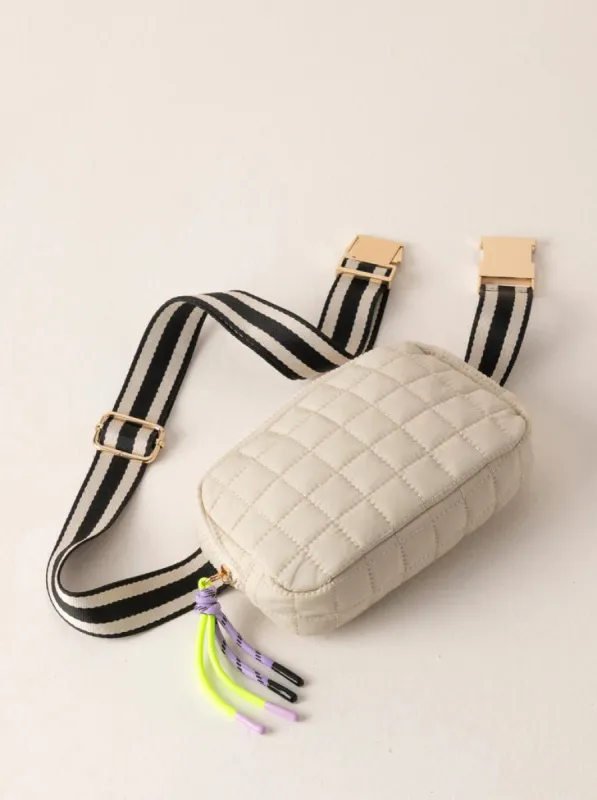 Ezra Quilted Belt Bag, Ivory sold by North & Main Clothing Company