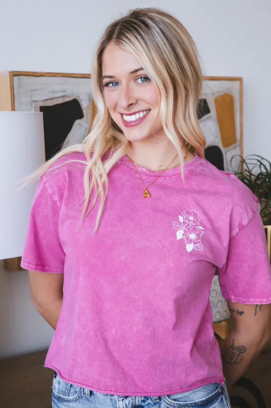See Good In All Things Graphic Tee, Fuchsia made by North & Main Clothing Company