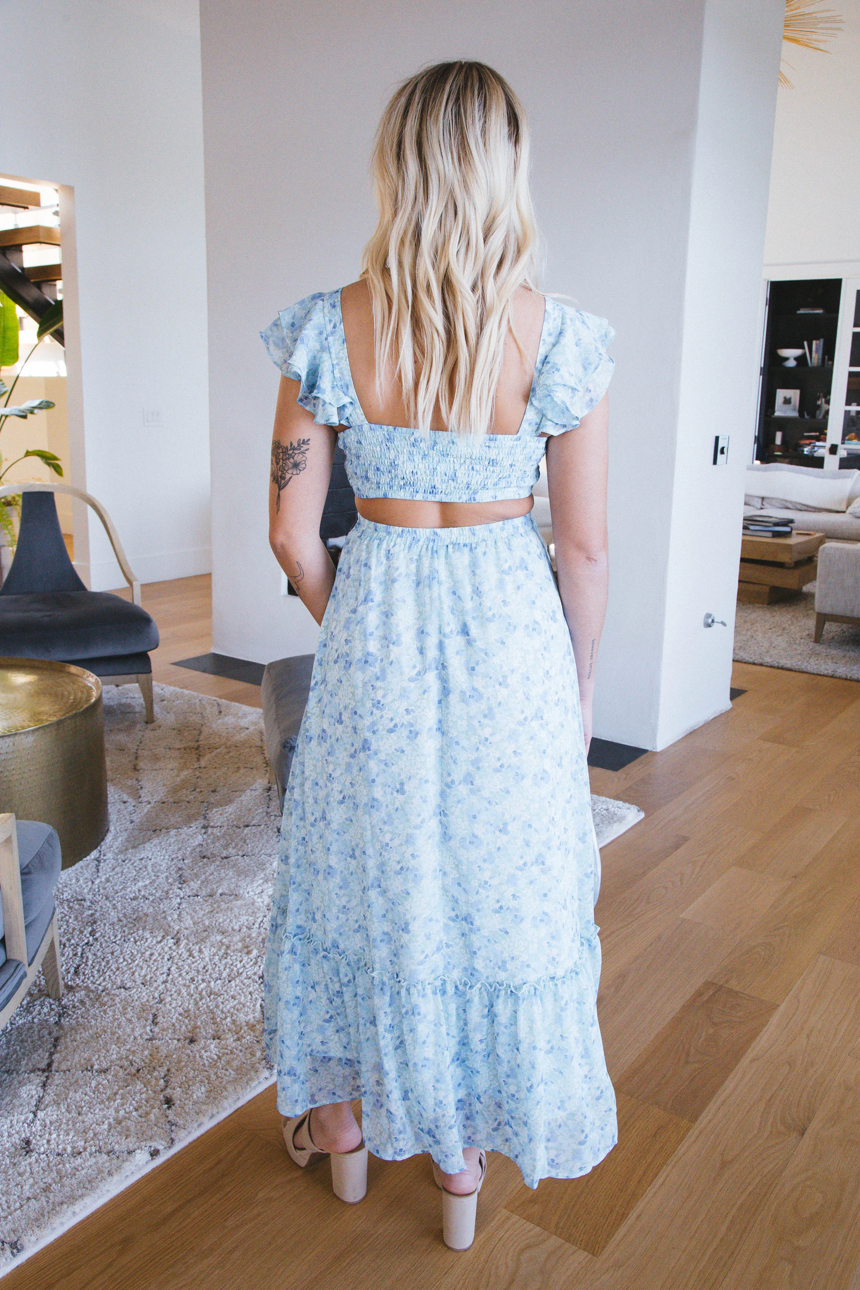 Skylar Cut Out Midi Dress, Blue Multi sold by North & Main Clothing Company product image thumbnail 3