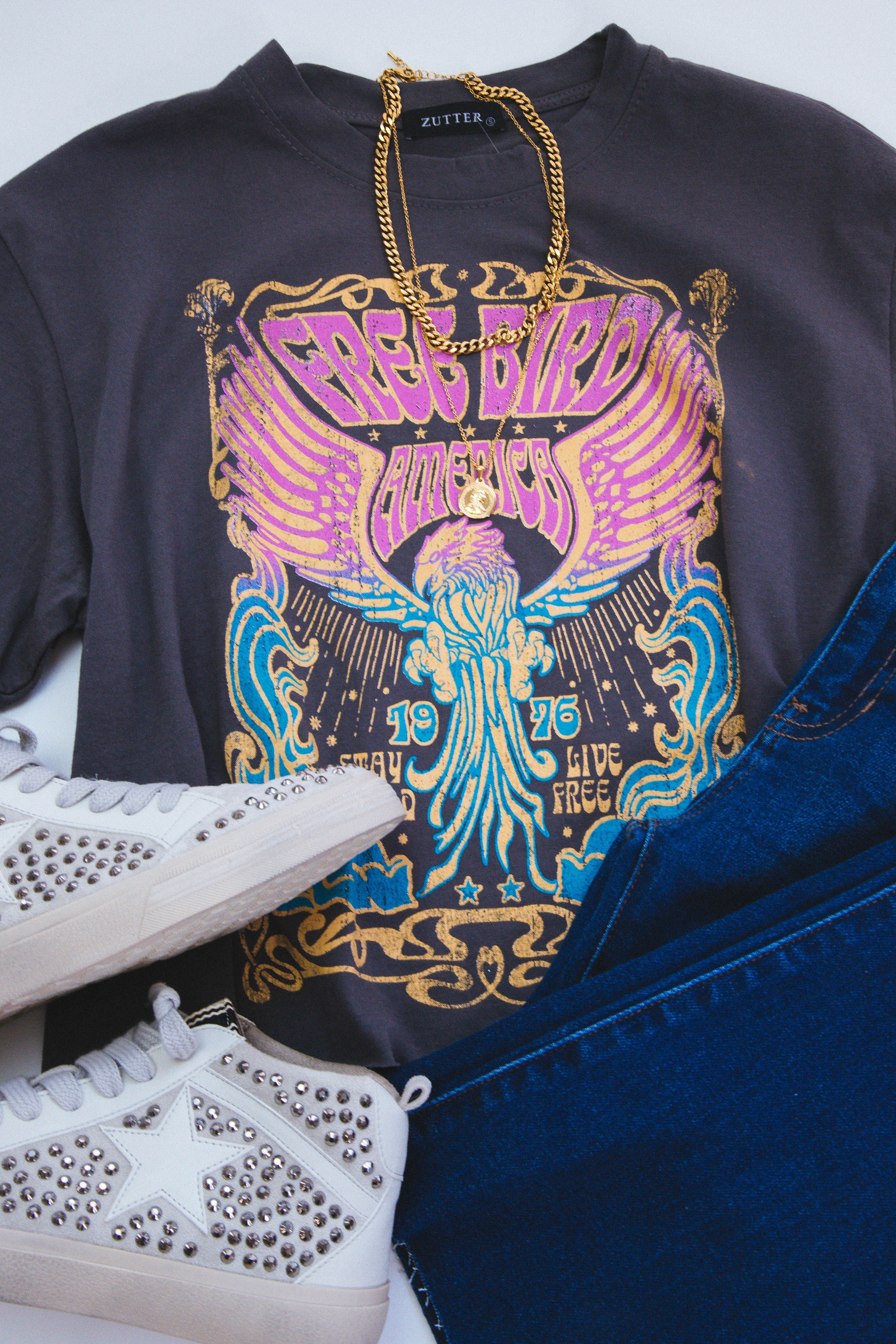 Free Bird America Cropped Tee, Ink sold by North & Main Clothing Company