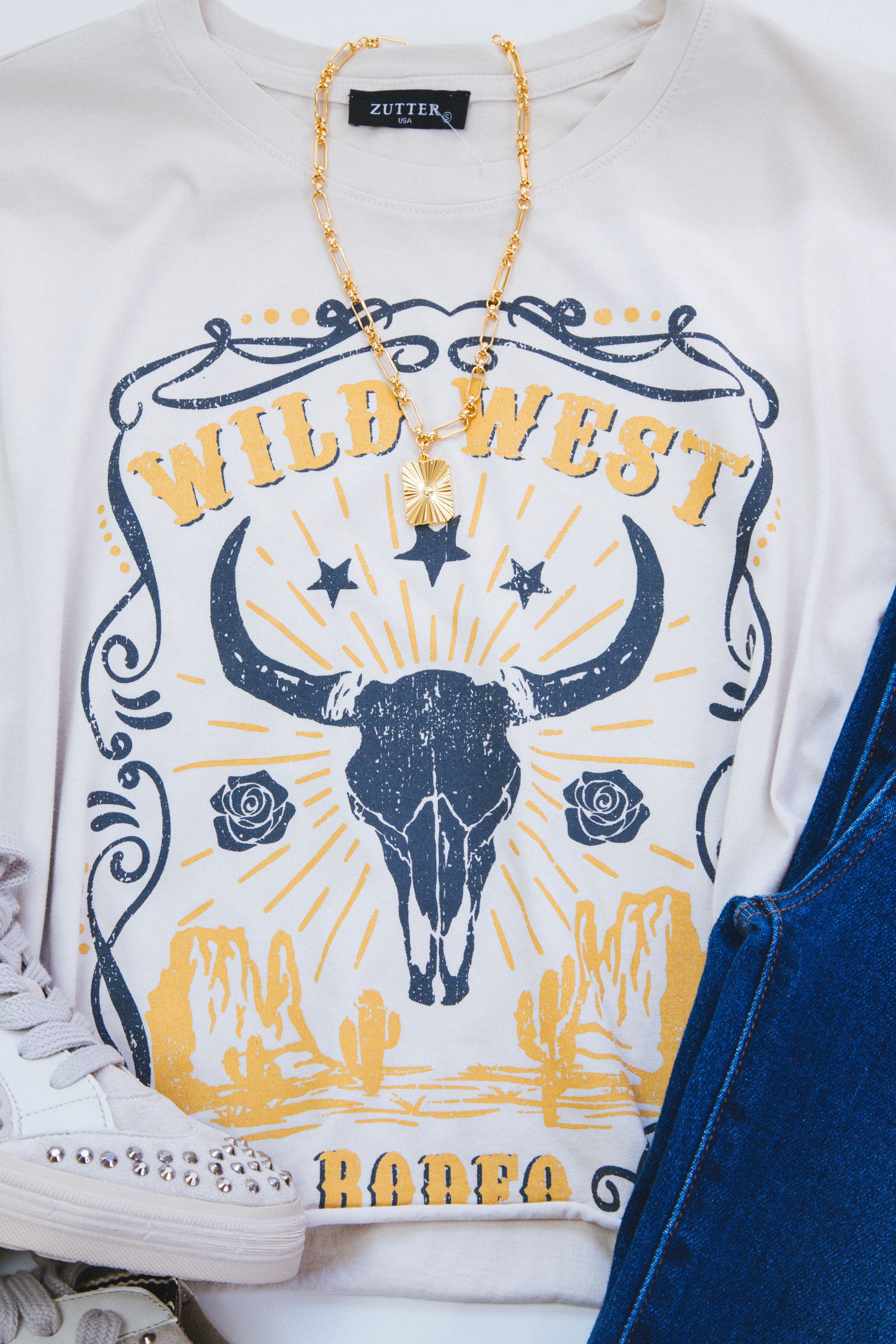 Wild West Rodeo Cropped Tee, Antique White sold by North & Main Clothing Company