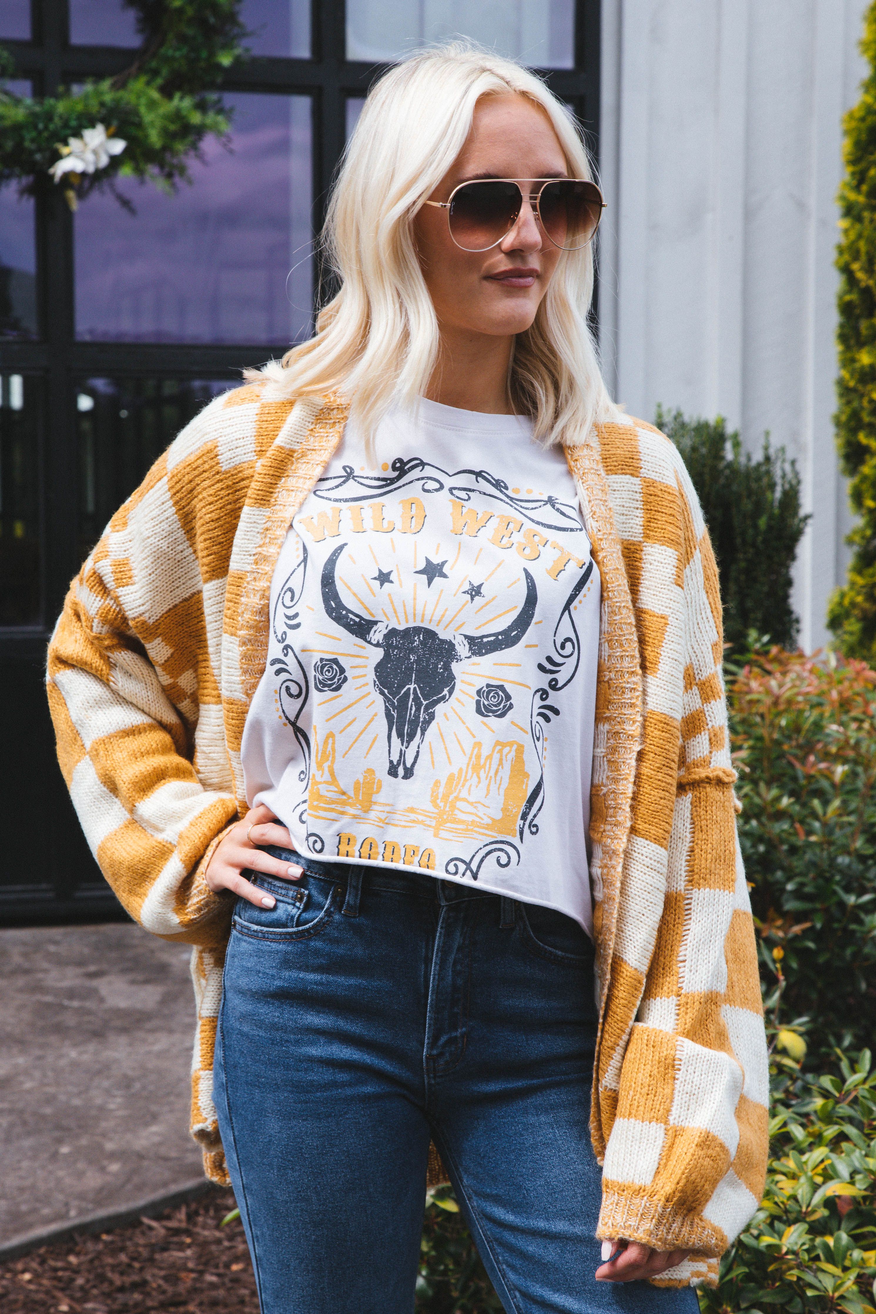 Wild West Rodeo Cropped Tee, Antique White sold by North & Main Clothing Company product image thumbnail 2