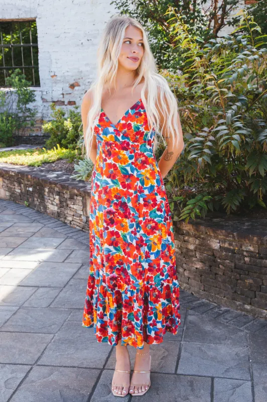 Confetti Open Back Midi Dress, Multi | Sadie & Sage sold by North & Main Clothing Company