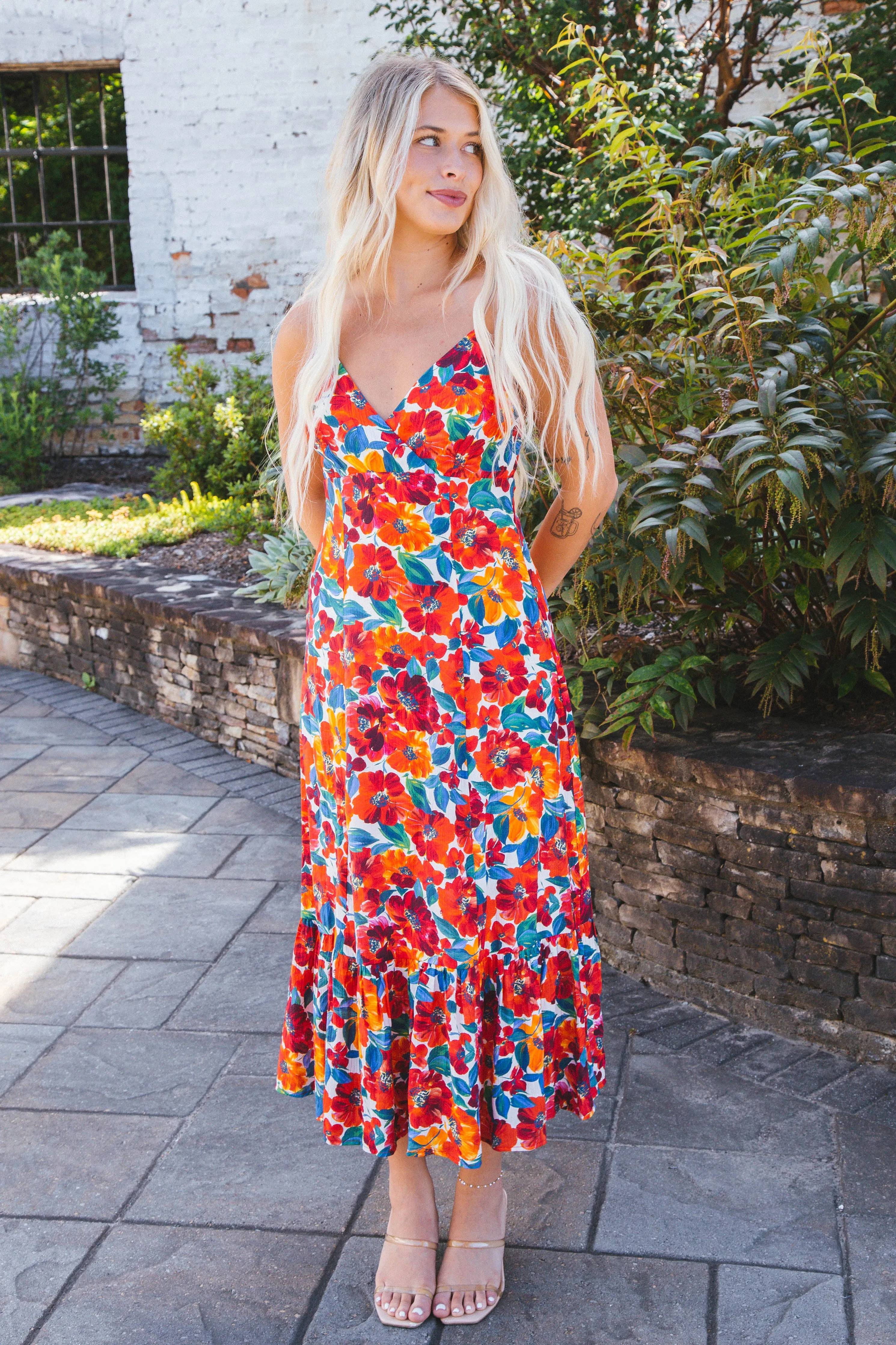 Confetti Open Back Midi Dress, Multi | Sadie & Sage sold by North & Main Clothing Company