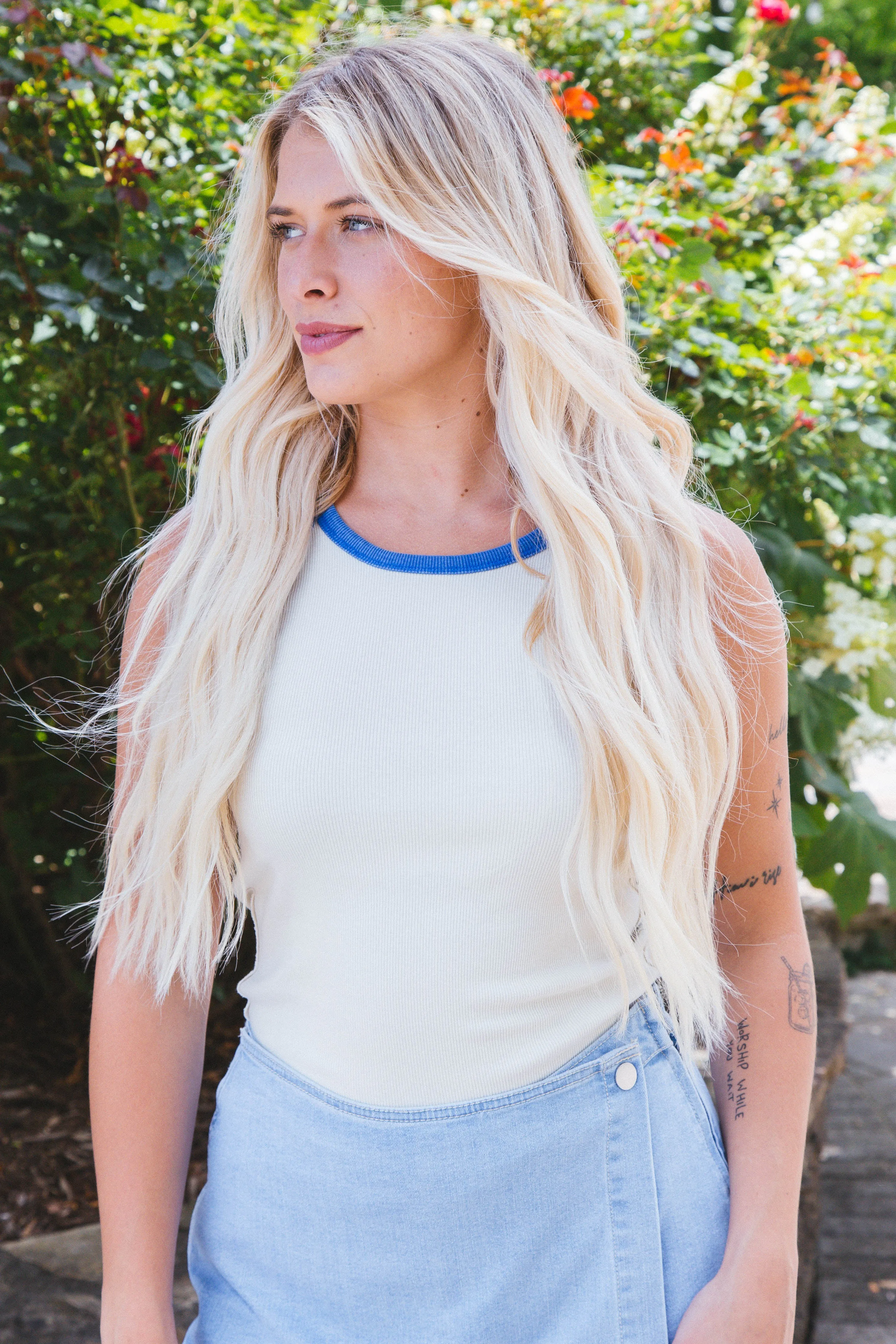 Only 1 Ringer Tank, Ivory Combo | Free People sold by North & Main Clothing Company product image thumbnail 4