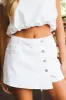 Sofia Button Front Denim Skort, White sold by North & Main Clothing Company