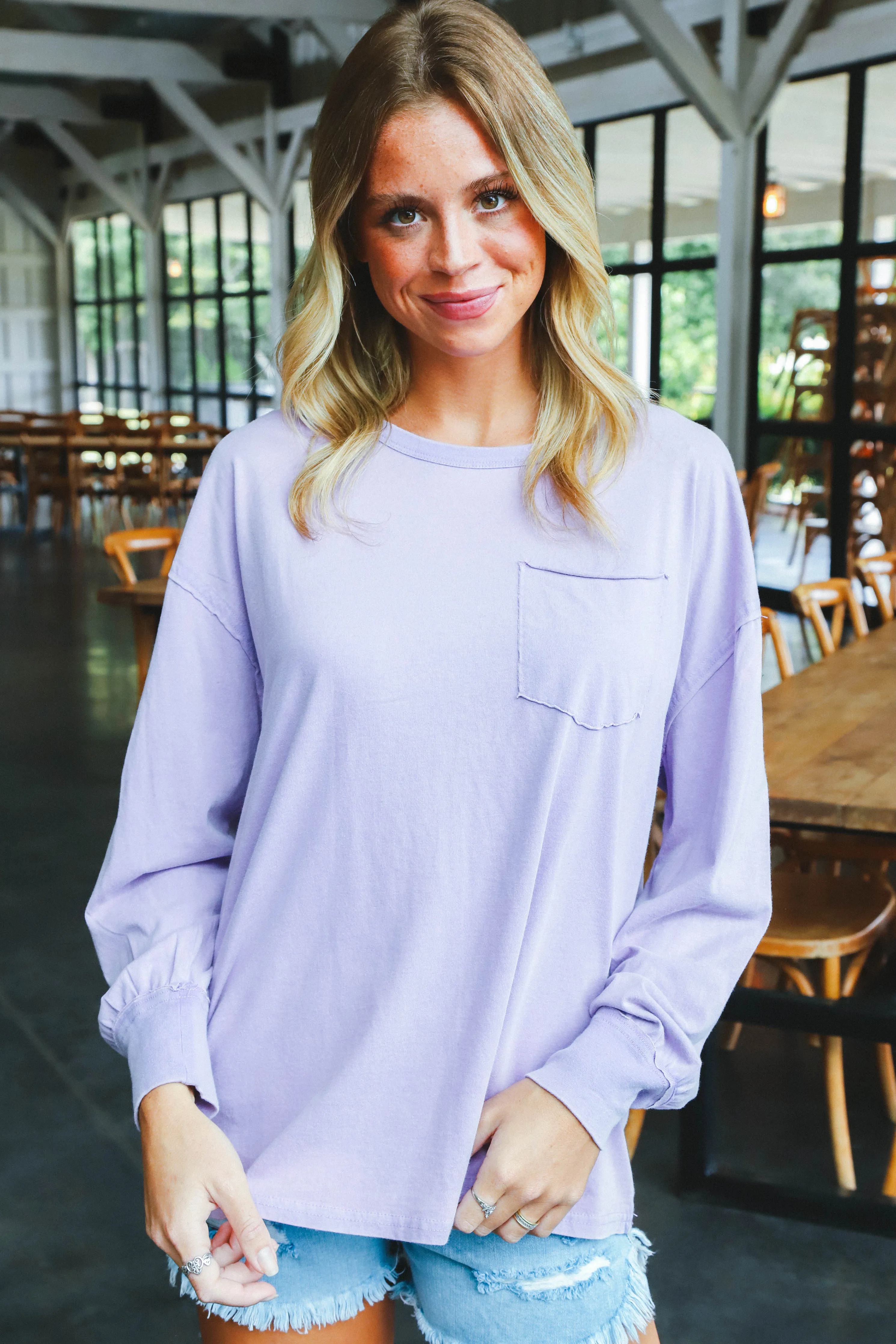 Ari Washed Pocket Tee, Lavender sold by North & Main Clothing Company product image thumbnail 5