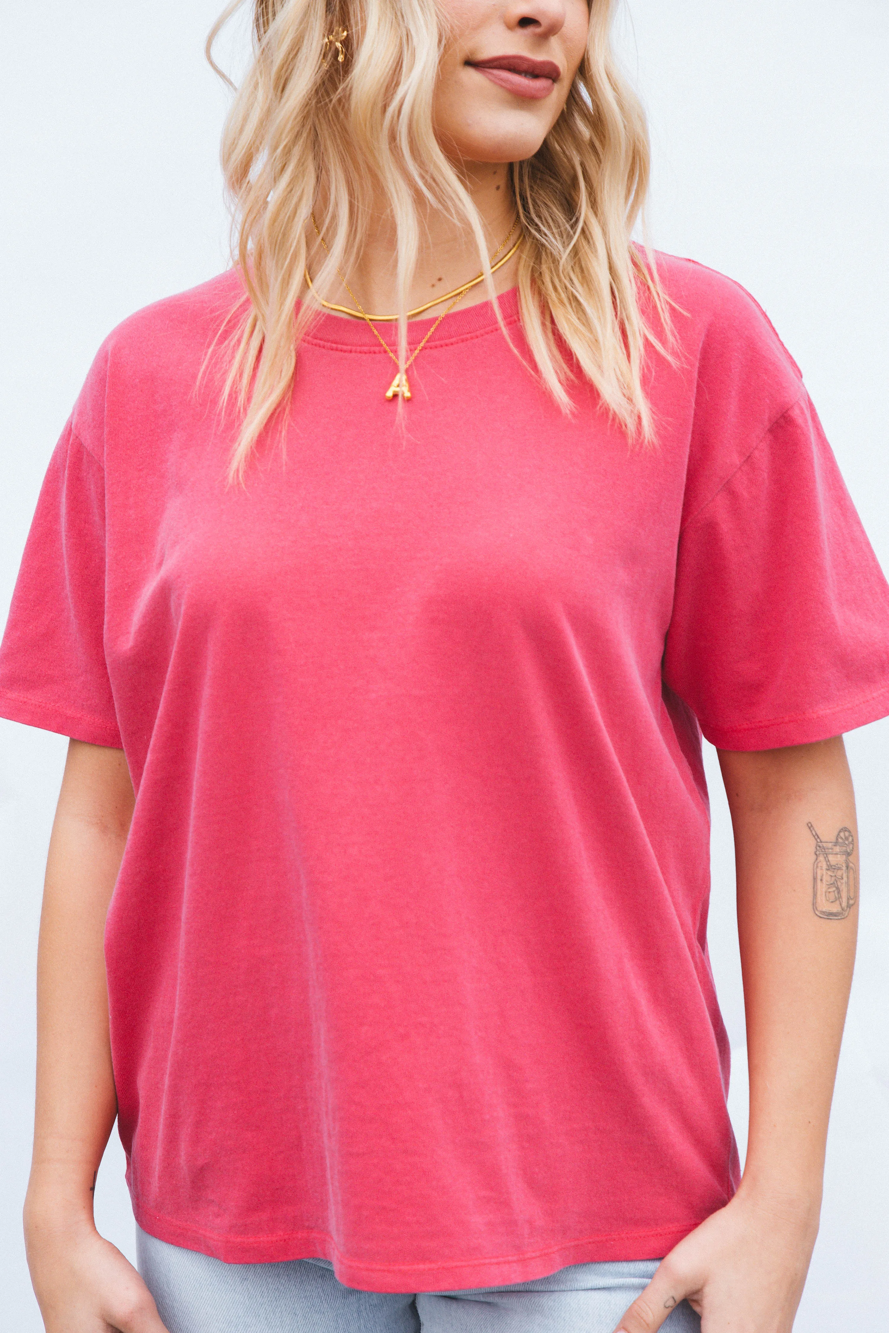 Elyse Short Sleeve Crew Neck Tee, Raspberry sold by North & Main Clothing Company product image thumbnail 3