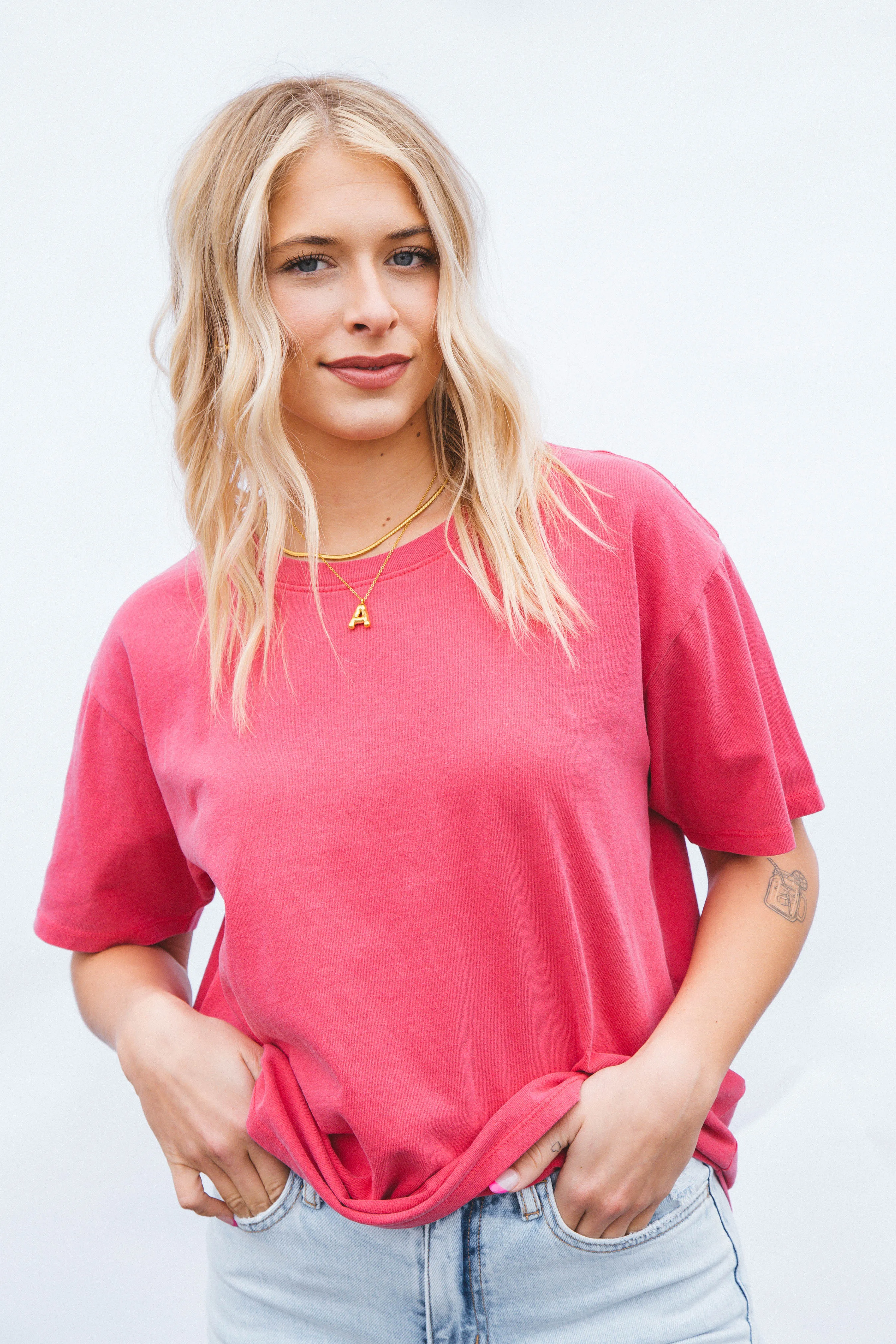 Elyse Short Sleeve Crew Neck Tee, Raspberry sold by North & Main Clothing Company product image thumbnail 4