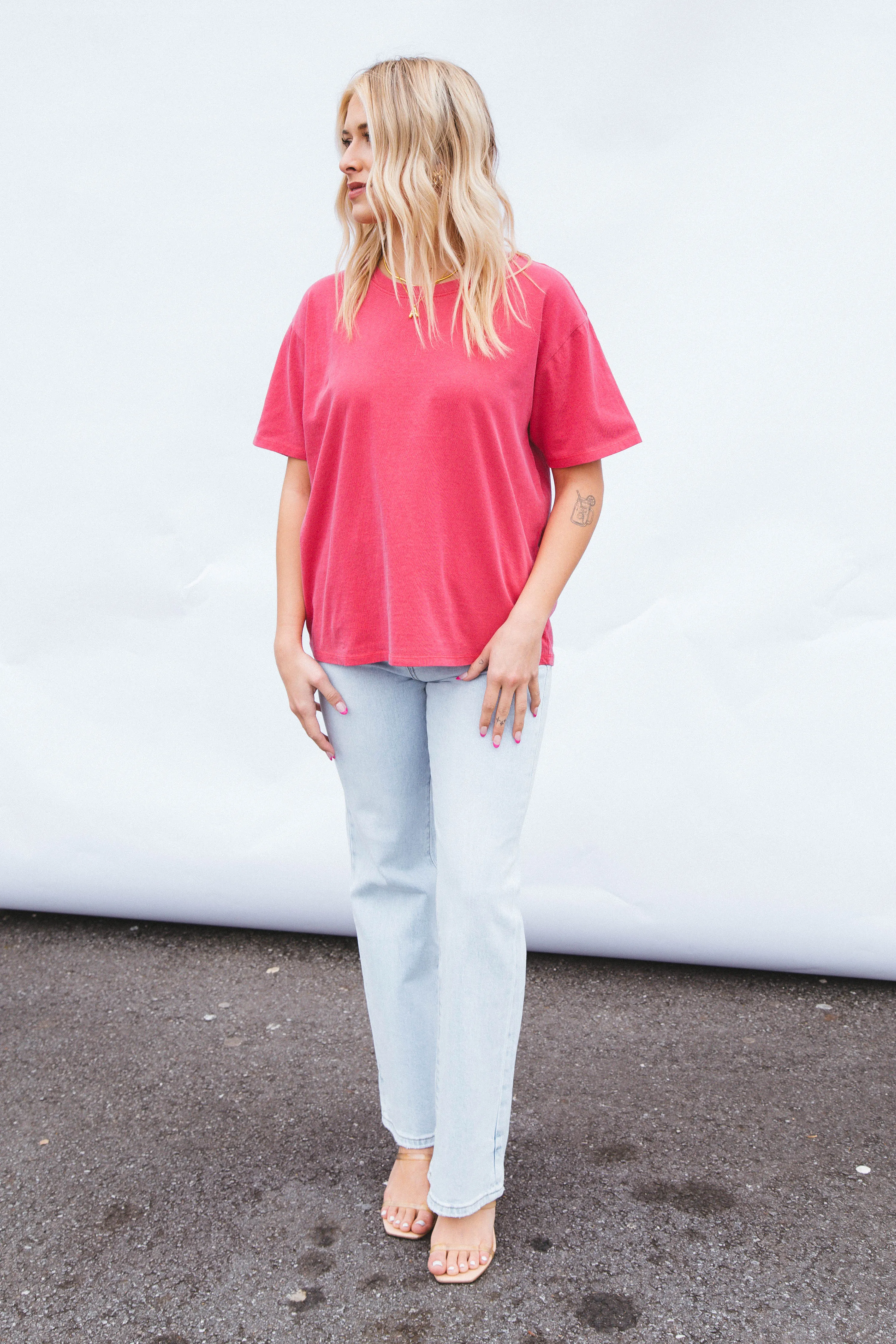 Elyse Short Sleeve Crew Neck Tee, Raspberry sold by North & Main Clothing Company product image thumbnail 2