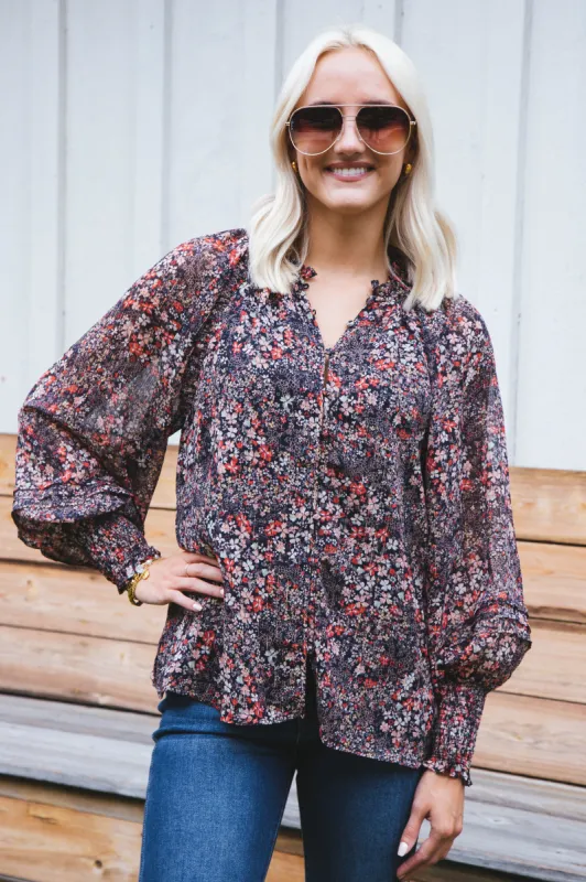 Haddie Floral Blouse, Siren | Buddy Love sold by North & Main Clothing Company